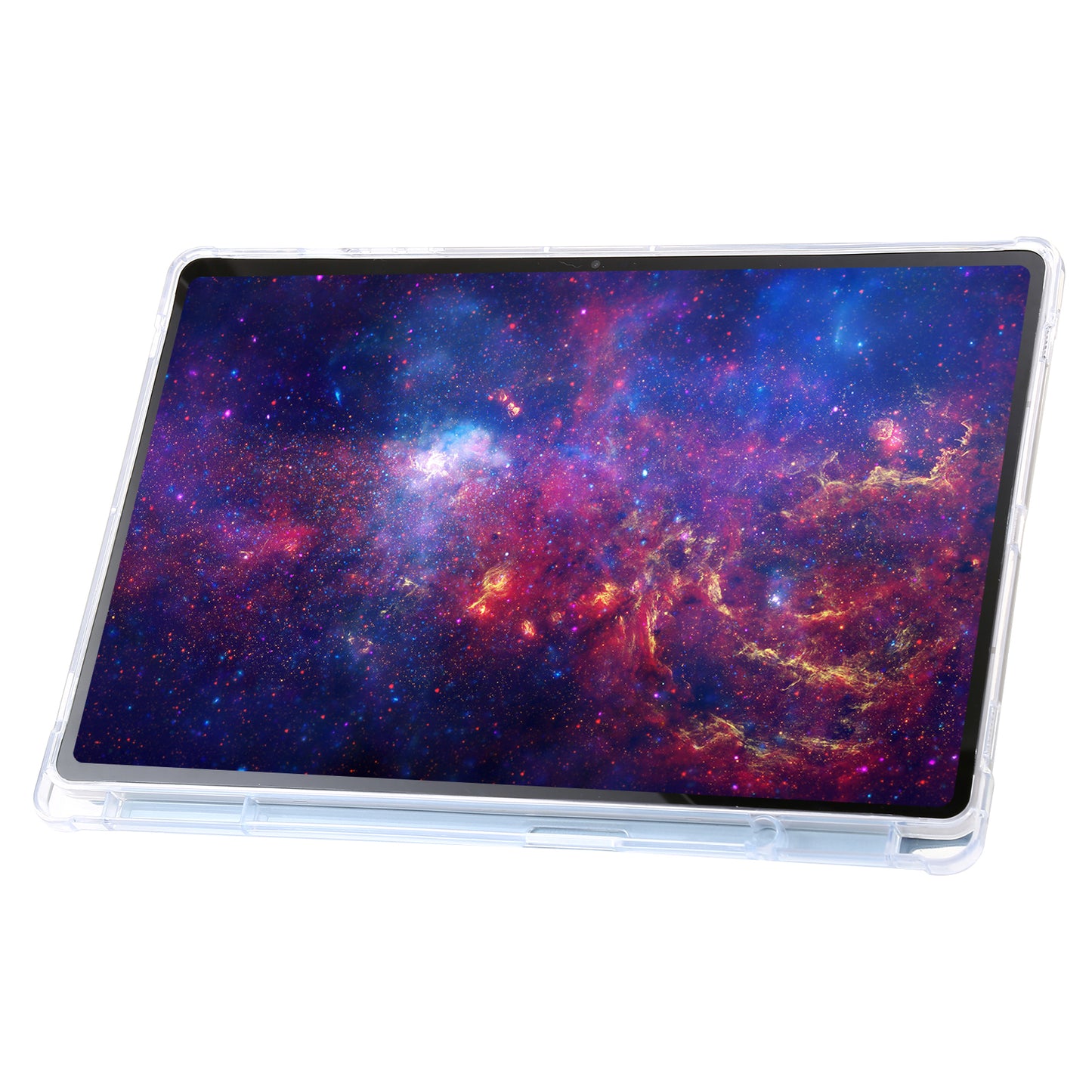 For Samsung Galaxy Tab S9+ Origami Tri-fold Stand Cover PU Leather+Acrylic+TPU Auto Wake / Sleep Tablet Case