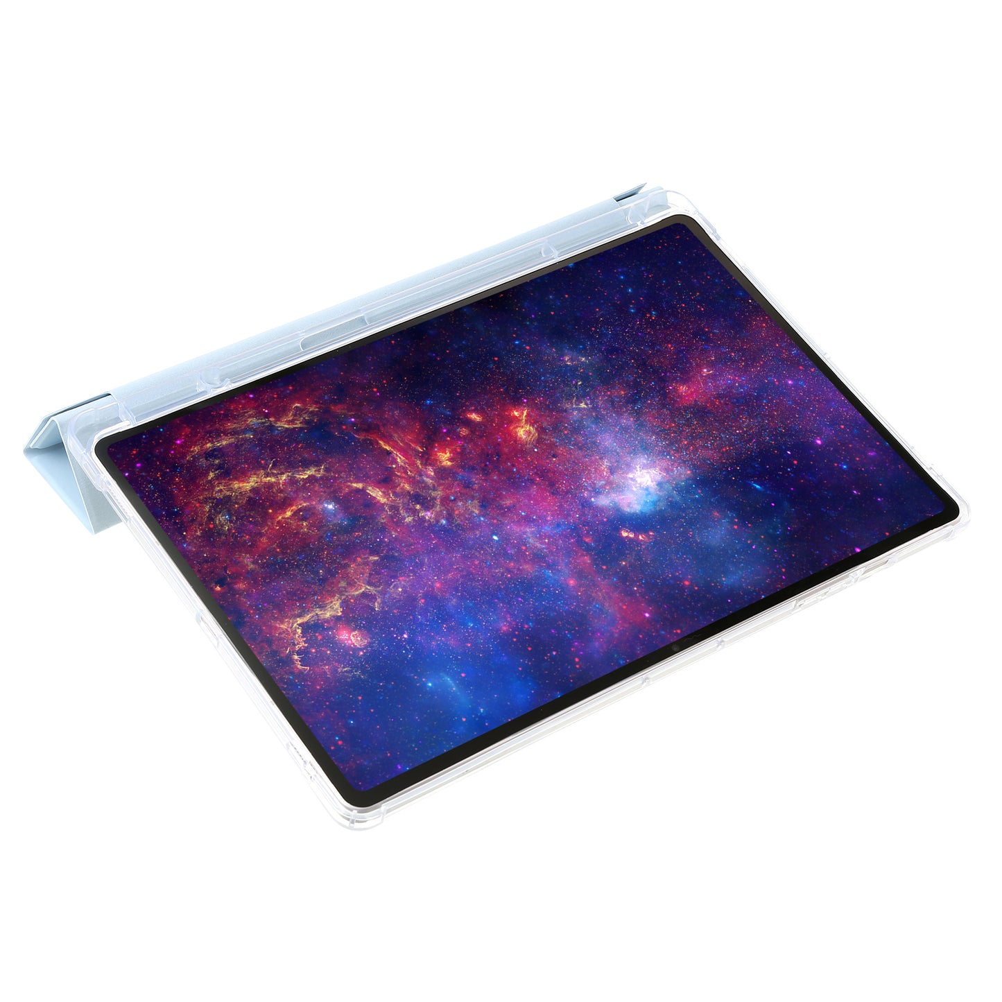 For Samsung Galaxy Tab S9+ Origami Tri-fold Stand Cover PU Leather+Acrylic+TPU Auto Wake / Sleep Tablet Case