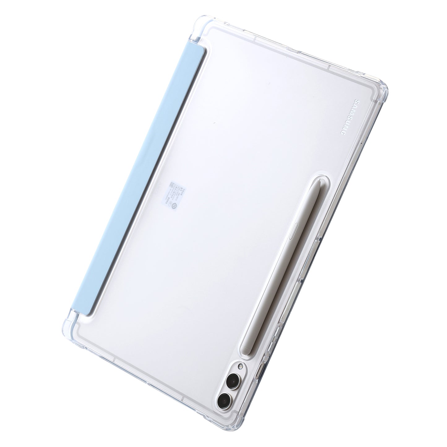 For Samsung Galaxy Tab S9+ Origami Tri-fold Stand Cover PU Leather+Acrylic+TPU Auto Wake / Sleep Tablet Case