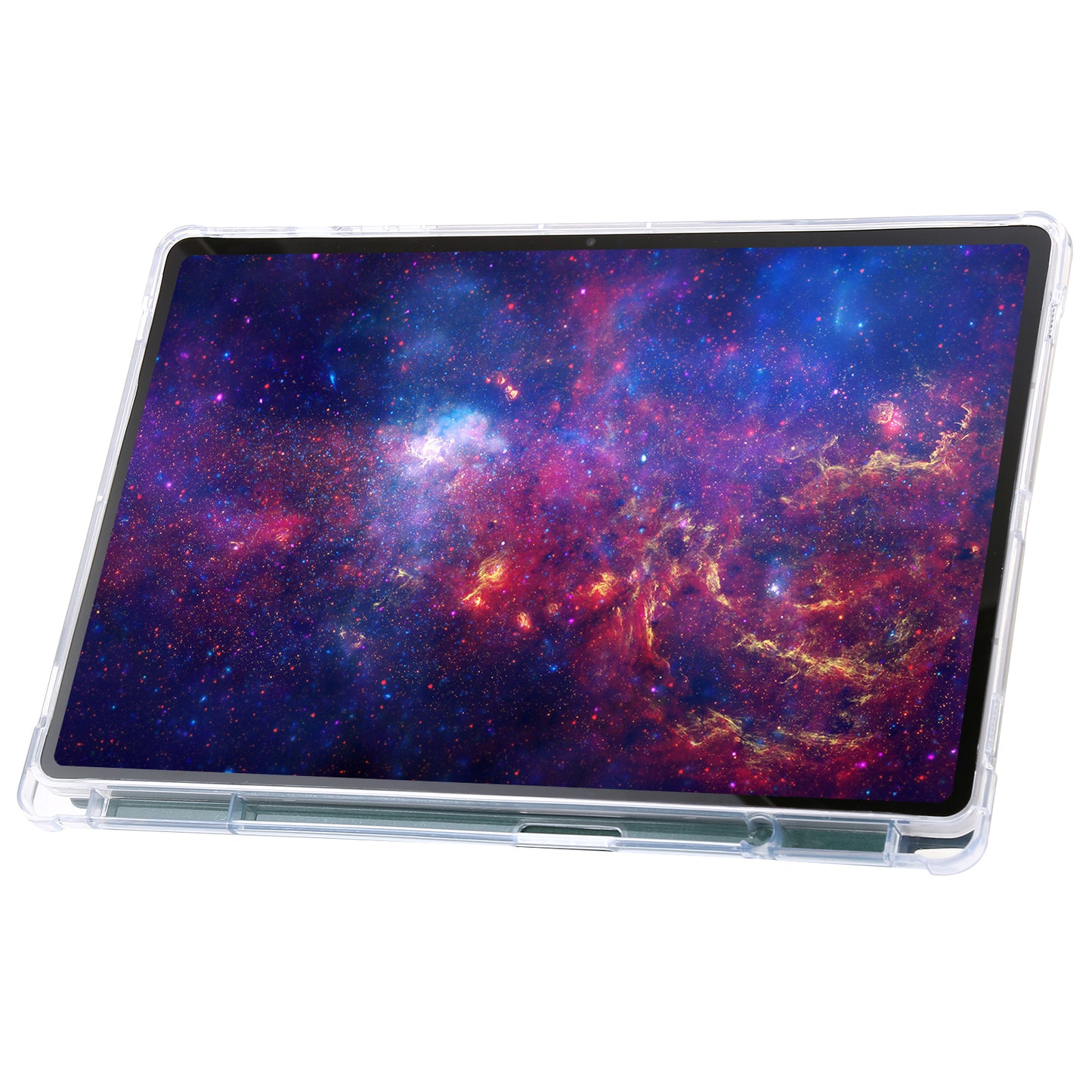 For Samsung Galaxy Tab S9+ Origami Tri-fold Stand Cover PU Leather+Acrylic+TPU Auto Wake / Sleep Tablet Case