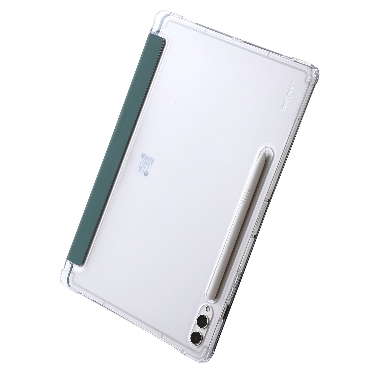 For Samsung Galaxy Tab S9+ Origami Tri-fold Stand Cover PU Leather+Acrylic+TPU Auto Wake / Sleep Tablet Case
