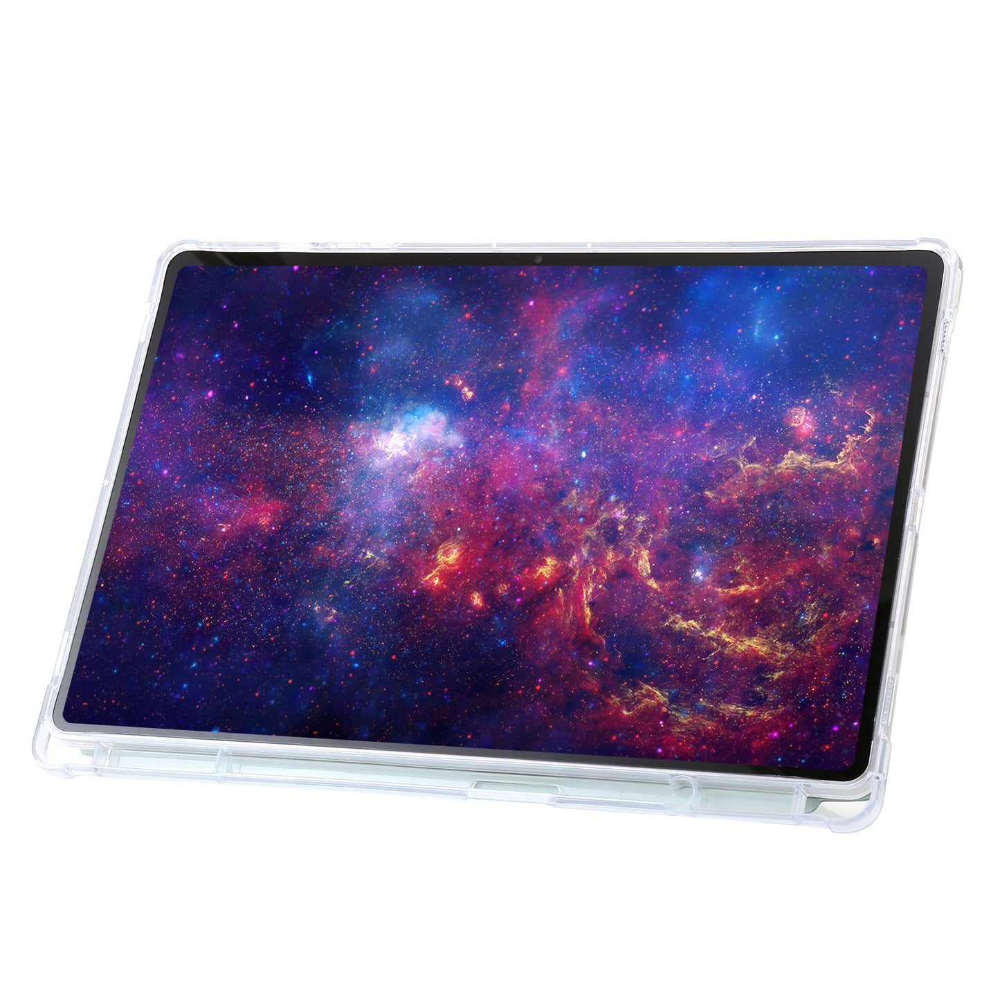 For Samsung Galaxy Tab S9+ Origami Tri-fold Stand Cover PU Leather+Acrylic+TPU Auto Wake / Sleep Tablet Case