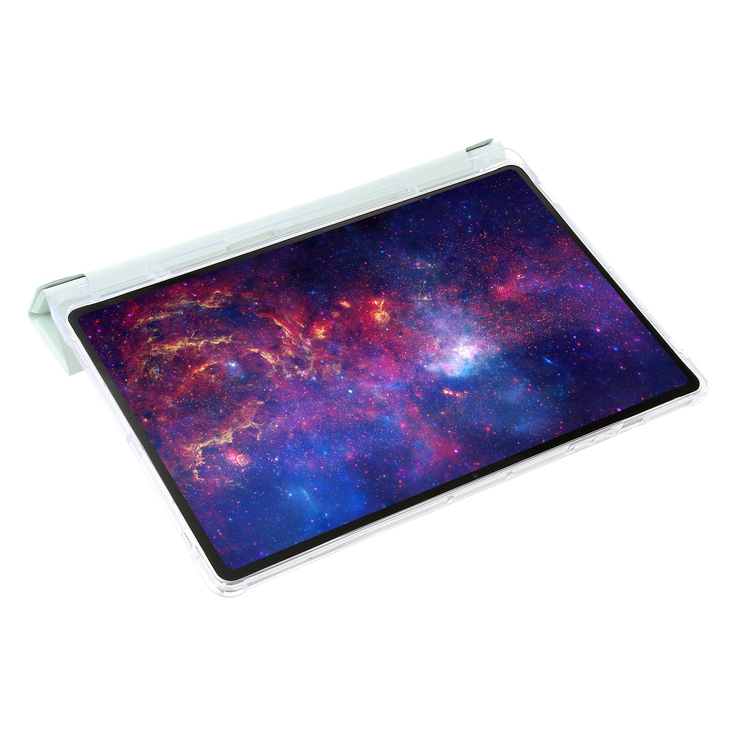For Samsung Galaxy Tab S9+ Origami Tri-fold Stand Cover PU Leather+Acrylic+TPU Auto Wake / Sleep Tablet Case