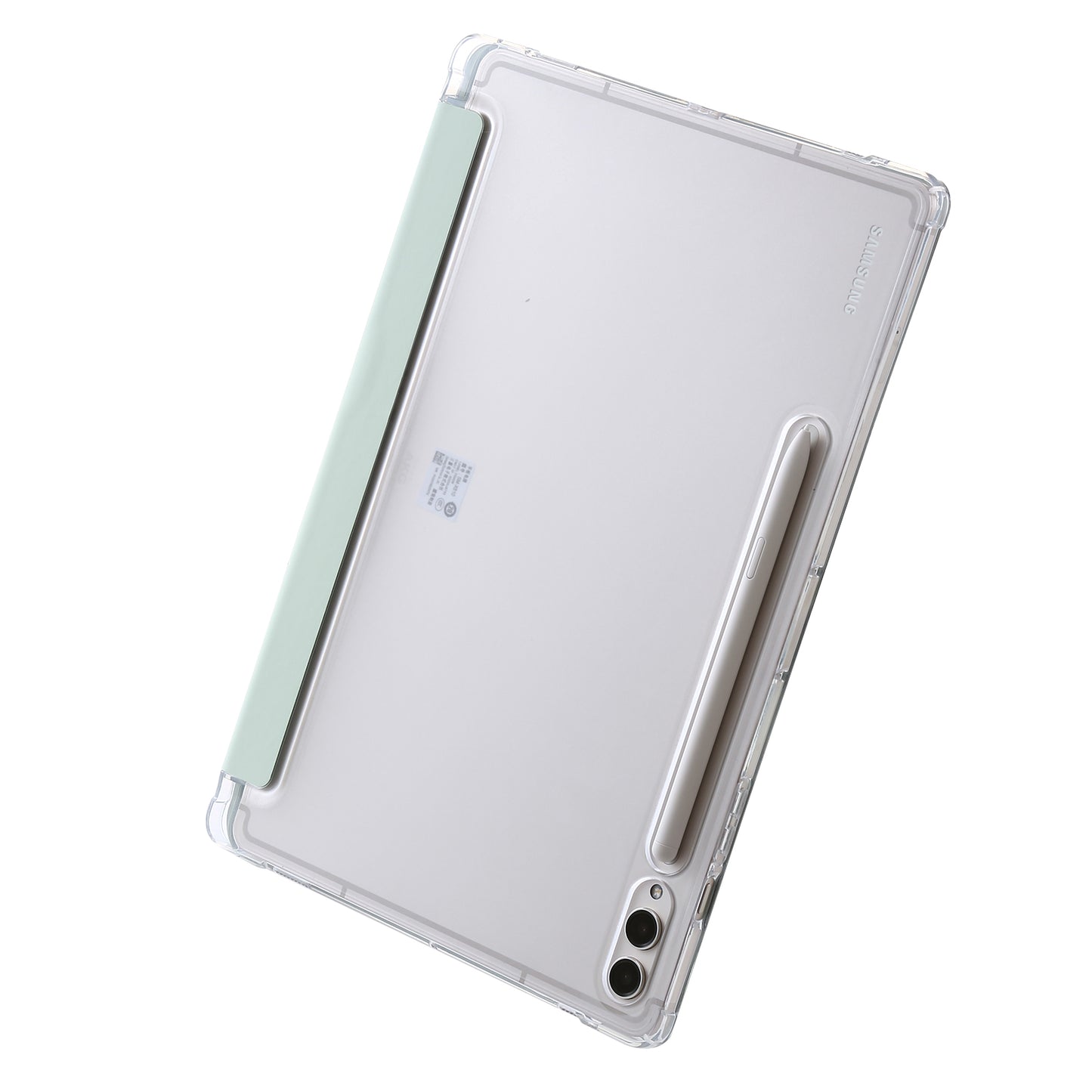 For Samsung Galaxy Tab S9+ Origami Tri-fold Stand Cover PU Leather+Acrylic+TPU Auto Wake / Sleep Tablet Case
