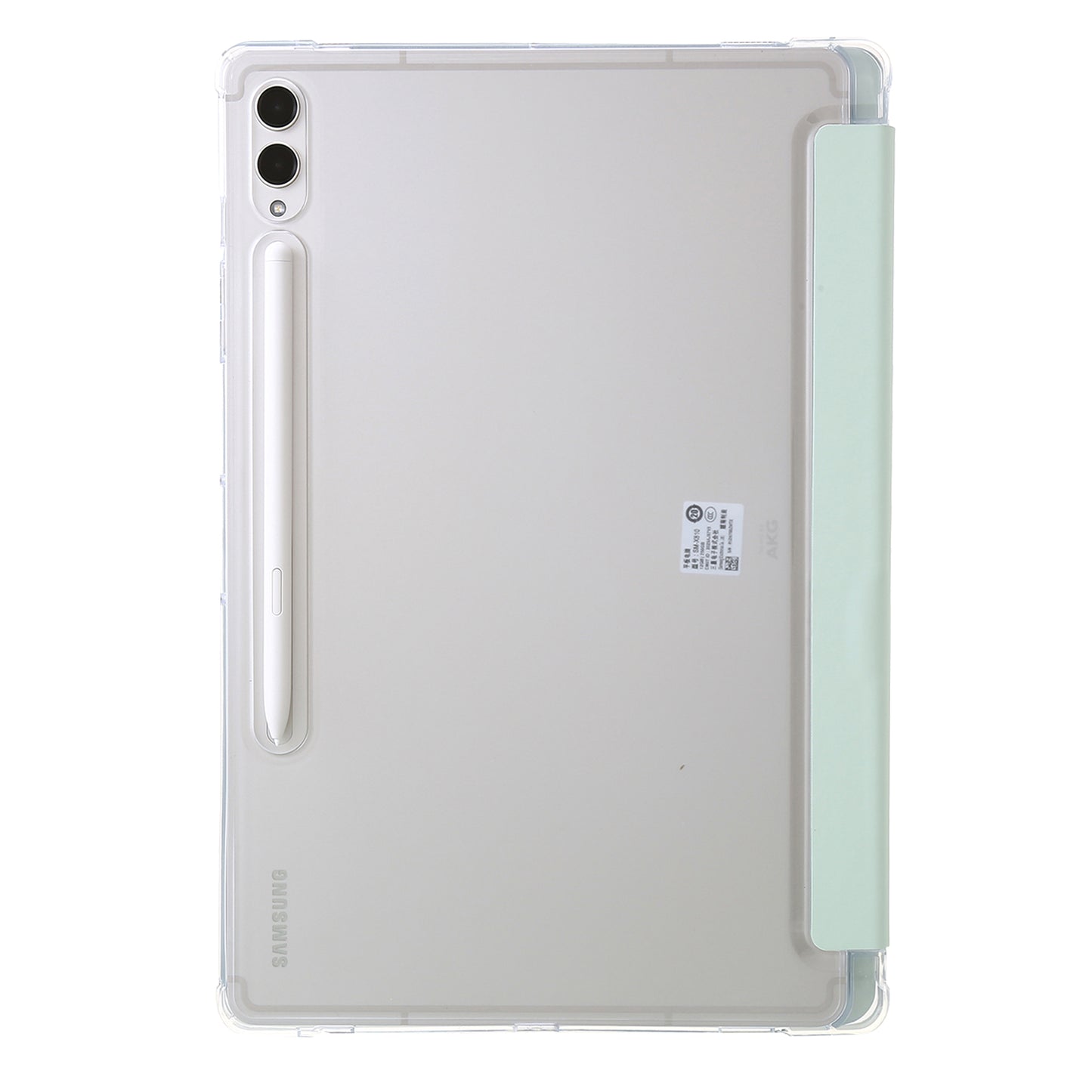 For Samsung Galaxy Tab S9+ Origami Tri-fold Stand Cover PU Leather+Acrylic+TPU Auto Wake / Sleep Tablet Case