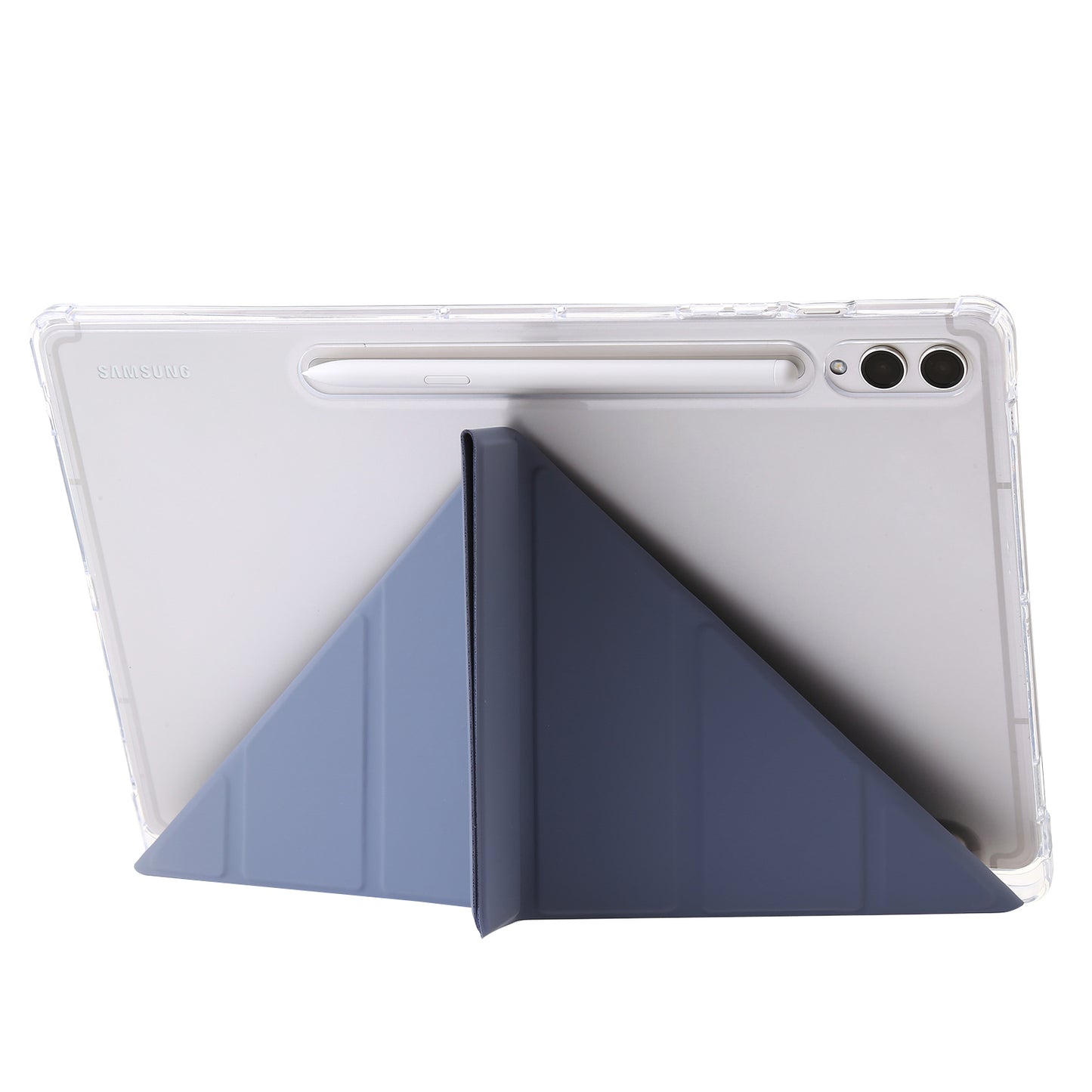 For Samsung Galaxy Tab S9+ Origami Tri-fold Stand Cover PU Leather+Acrylic+TPU Auto Wake / Sleep Tablet Case