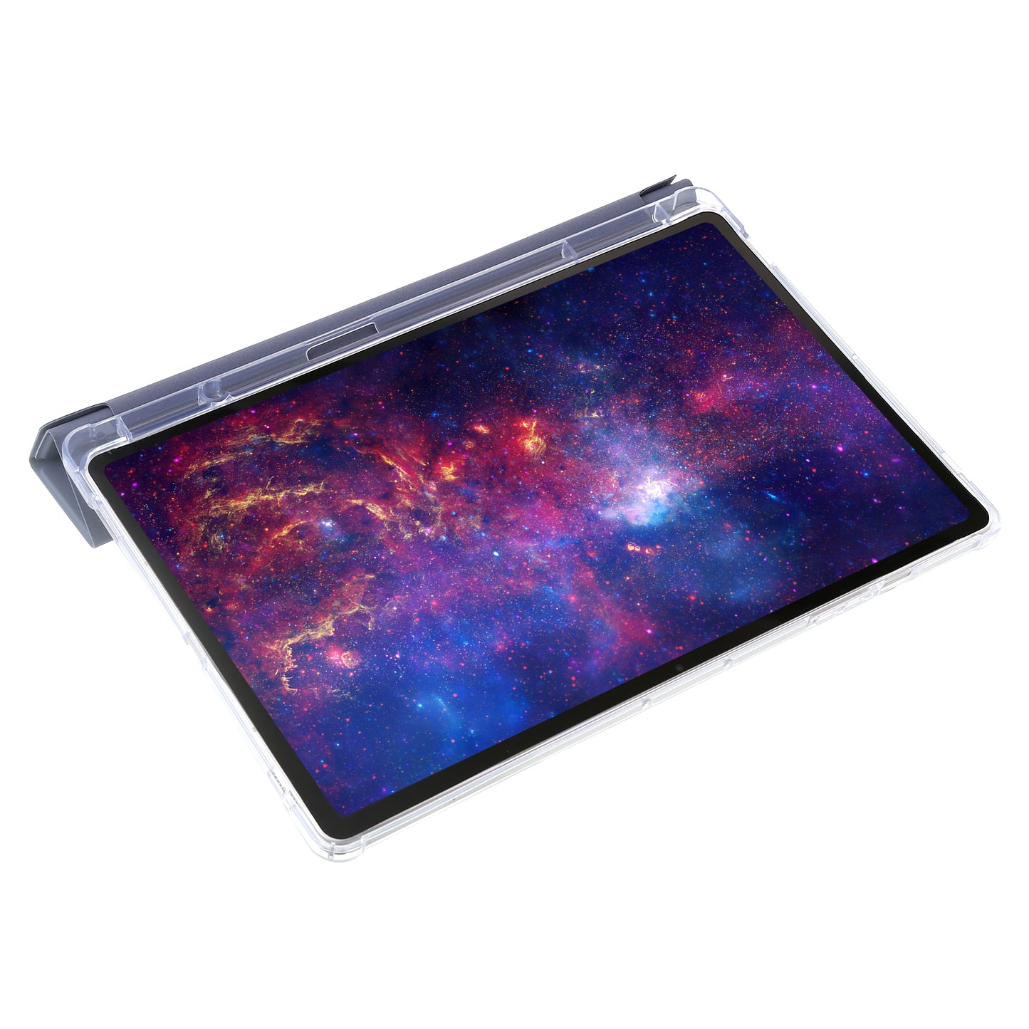 For Samsung Galaxy Tab S9+ Origami Tri-fold Stand Cover PU Leather+Acrylic+TPU Auto Wake / Sleep Tablet Case