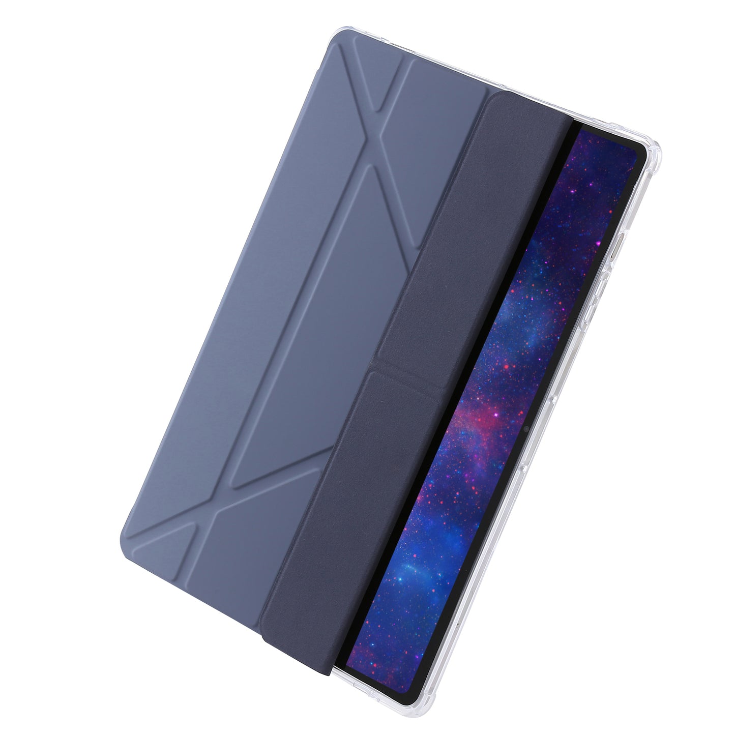 For Samsung Galaxy Tab S9+ Origami Tri-fold Stand Cover PU Leather+Acrylic+TPU Auto Wake / Sleep Tablet Case