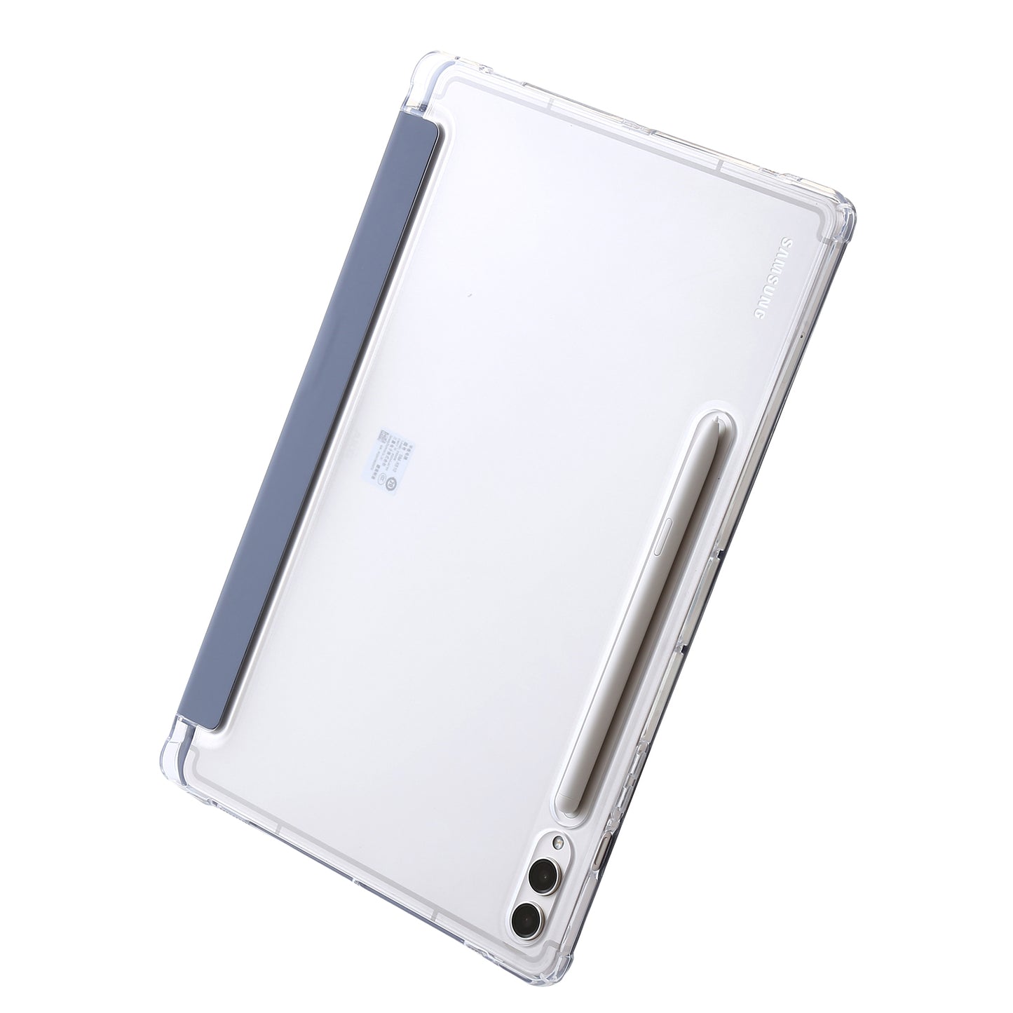 For Samsung Galaxy Tab S9+ Origami Tri-fold Stand Cover PU Leather+Acrylic+TPU Auto Wake / Sleep Tablet Case