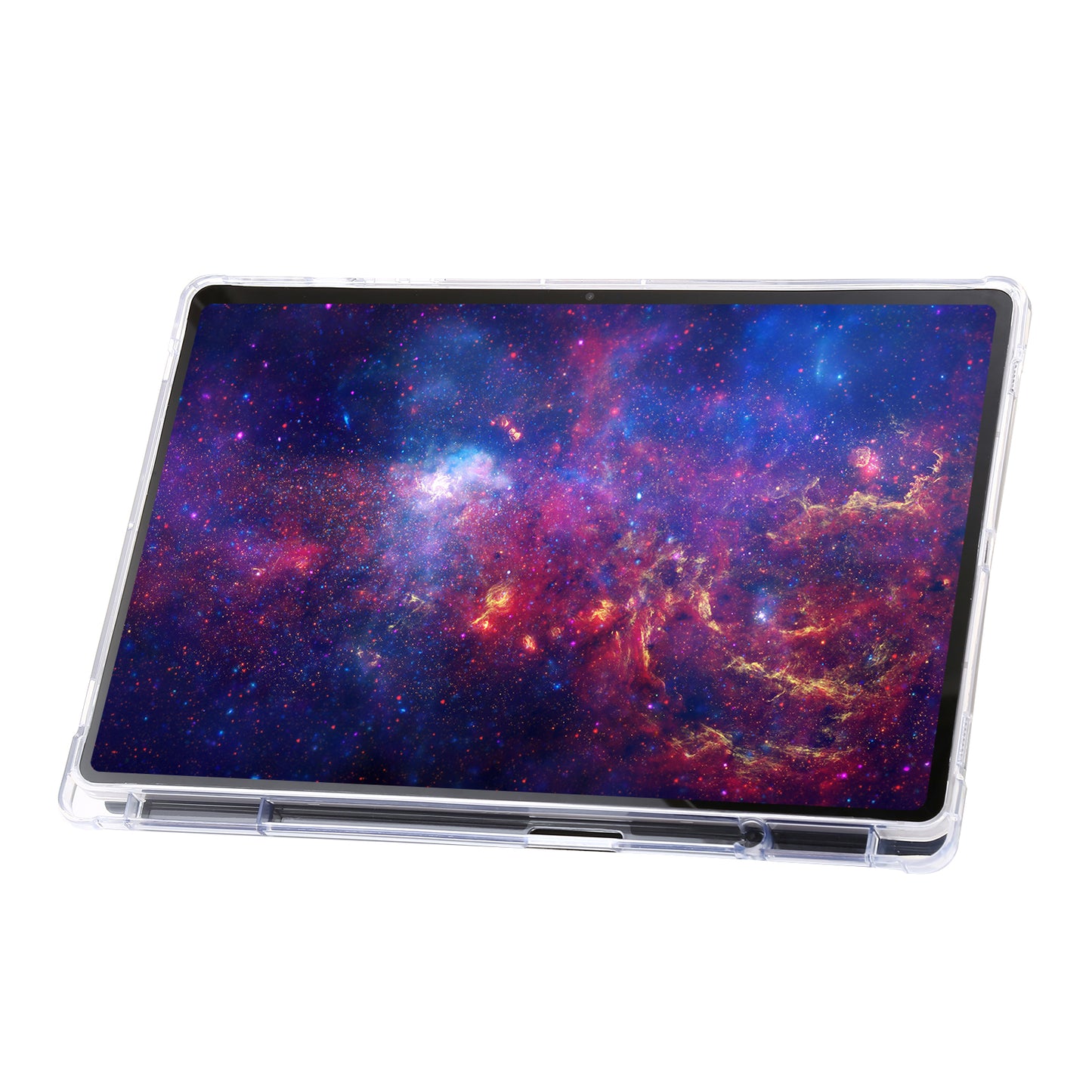 For Samsung Galaxy Tab S9+ Origami Tri-fold Stand Cover PU Leather+Acrylic+TPU Auto Wake / Sleep Tablet Case