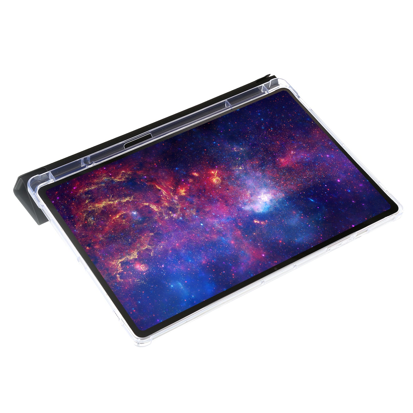 For Samsung Galaxy Tab S9+ Origami Tri-fold Stand Cover PU Leather+Acrylic+TPU Auto Wake / Sleep Tablet Case