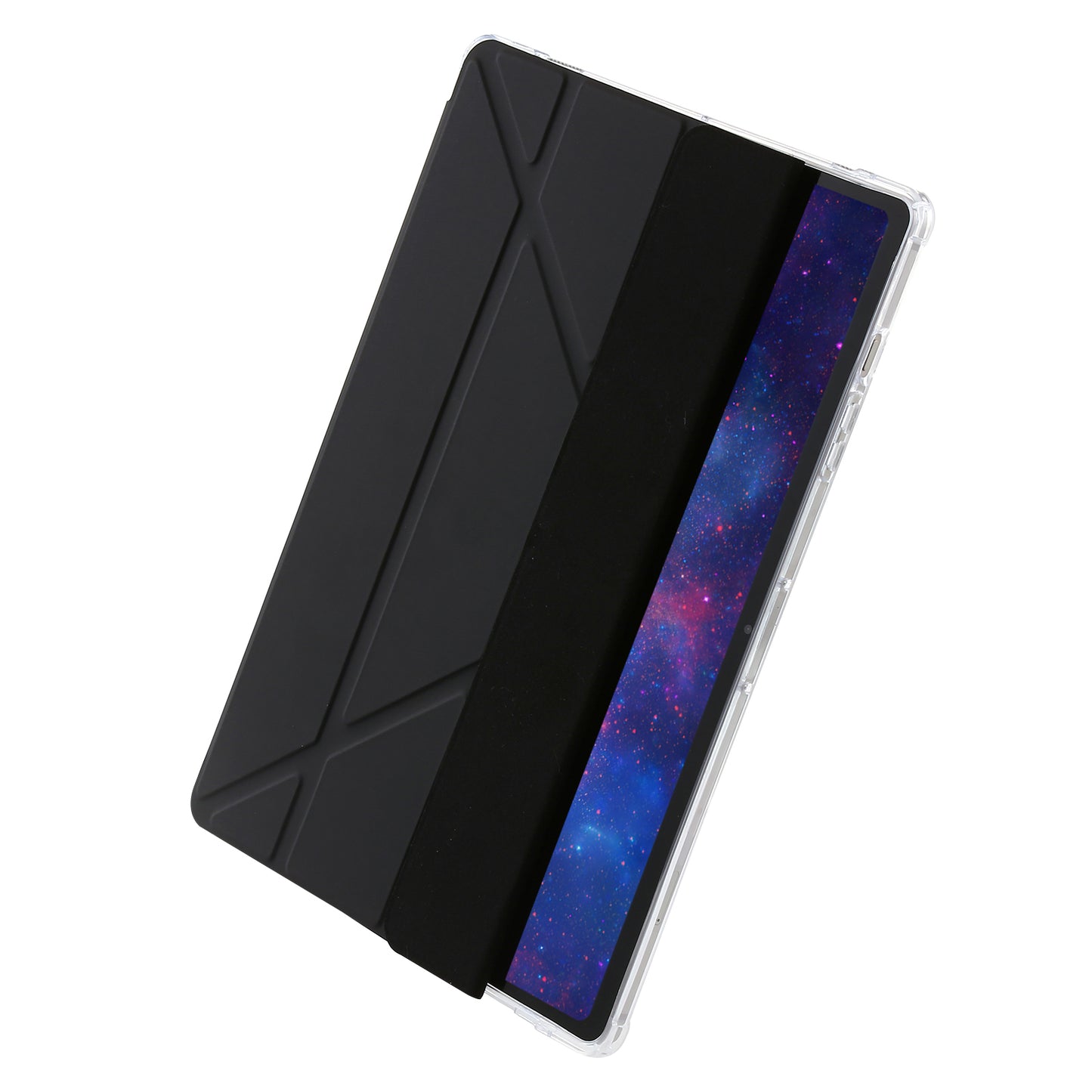 For Samsung Galaxy Tab S9+ Origami Tri-fold Stand Cover PU Leather+Acrylic+TPU Auto Wake / Sleep Tablet Case