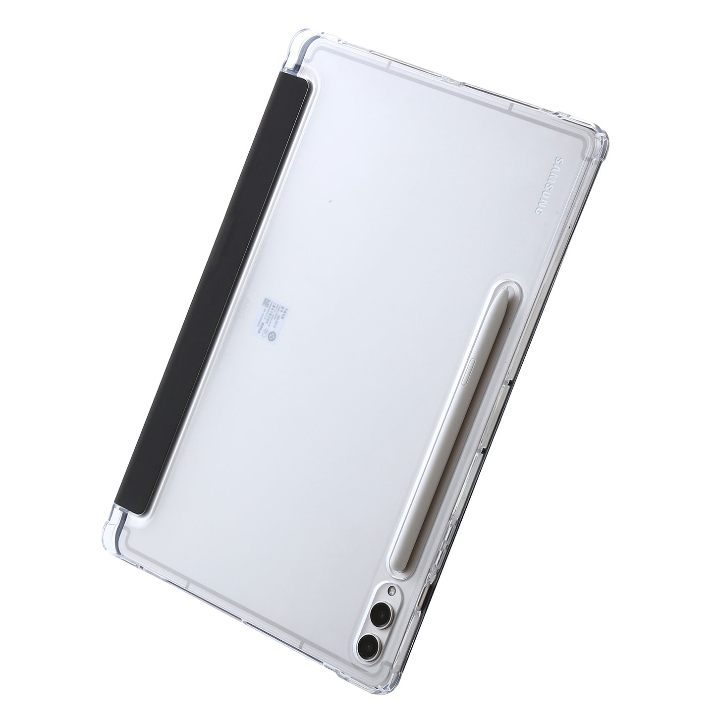For Samsung Galaxy Tab S9+ Origami Tri-fold Stand Cover PU Leather+Acrylic+TPU Auto Wake / Sleep Tablet Case