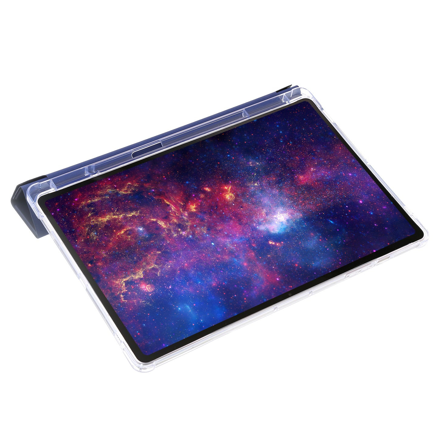 For Samsung Galaxy Tab S9+ Origami Tri-fold Stand Cover PU Leather+Acrylic+TPU Auto Wake / Sleep Tablet Case