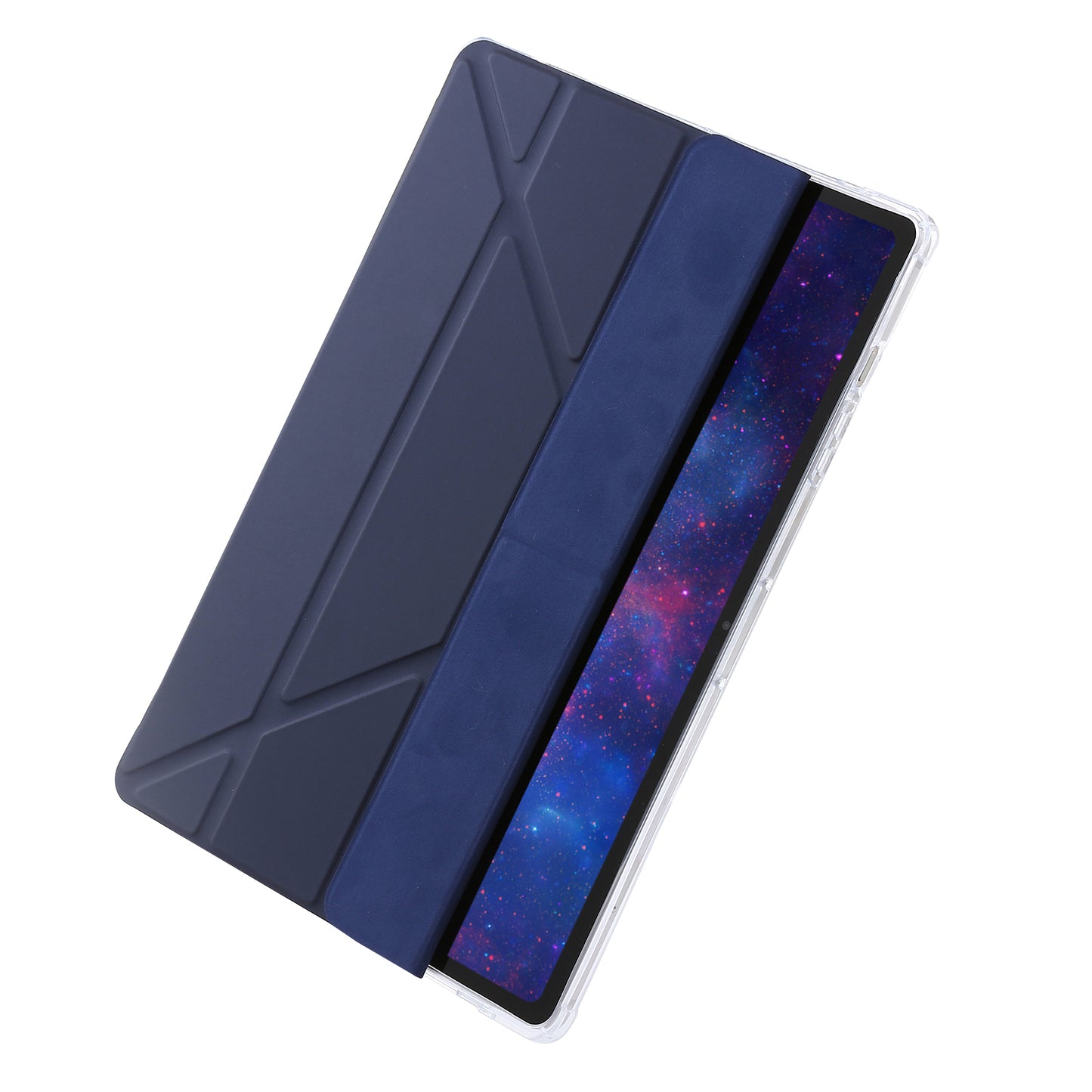 For Samsung Galaxy Tab S9+ Origami Tri-fold Stand Cover PU Leather+Acrylic+TPU Auto Wake / Sleep Tablet Case