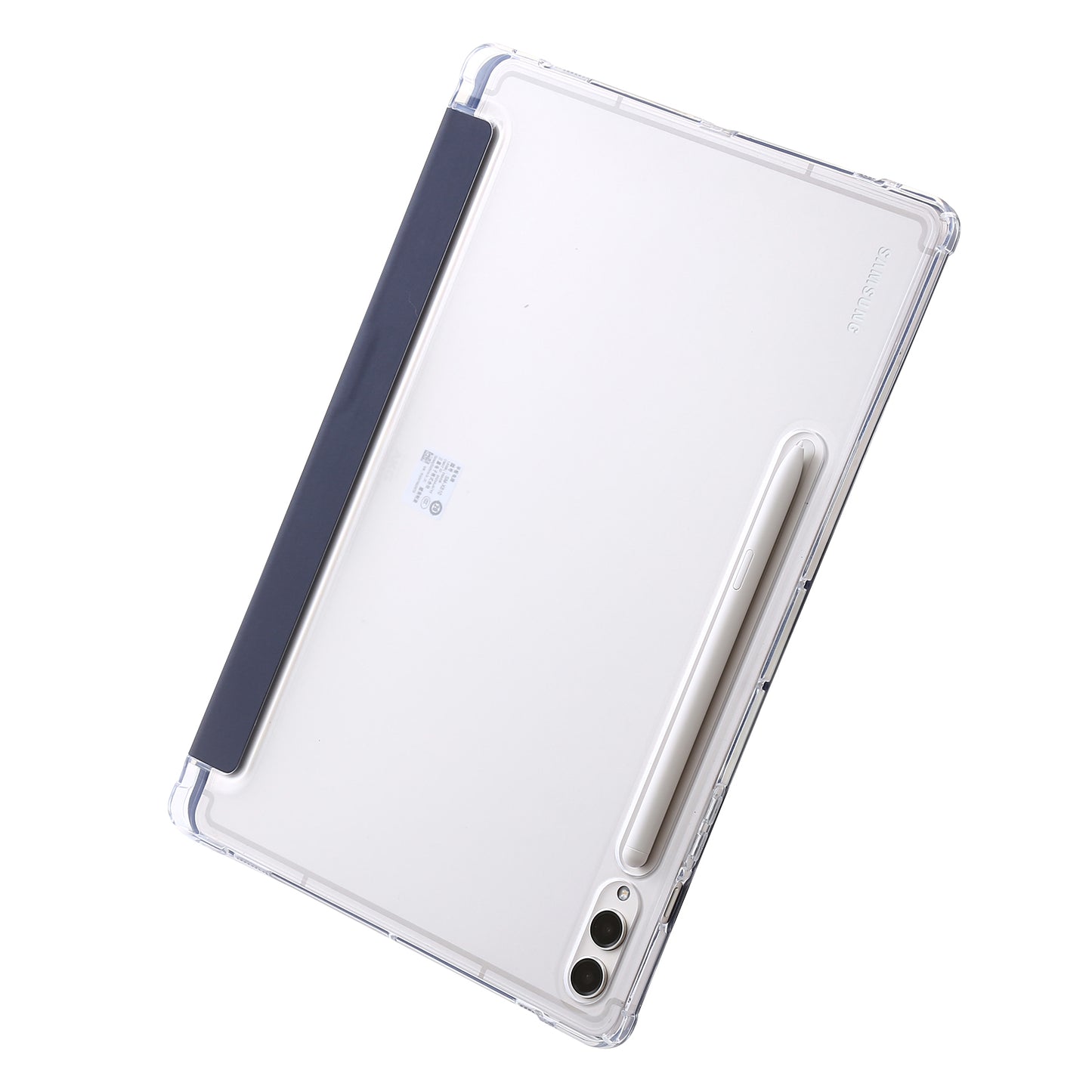 For Samsung Galaxy Tab S9+ Origami Tri-fold Stand Cover PU Leather+Acrylic+TPU Auto Wake / Sleep Tablet Case