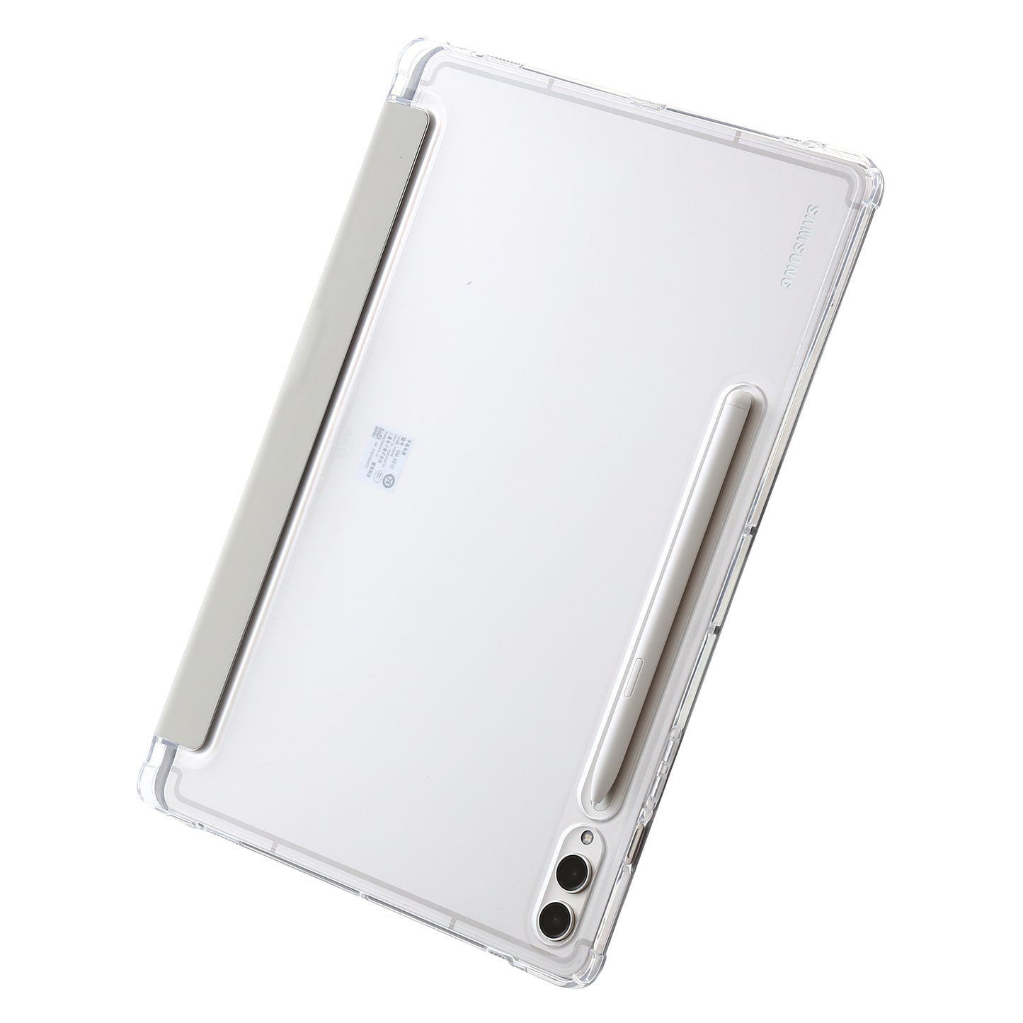 For Samsung Galaxy Tab S9+ Origami Tri-fold Stand Cover PU Leather+Acrylic+TPU Auto Wake / Sleep Tablet Case