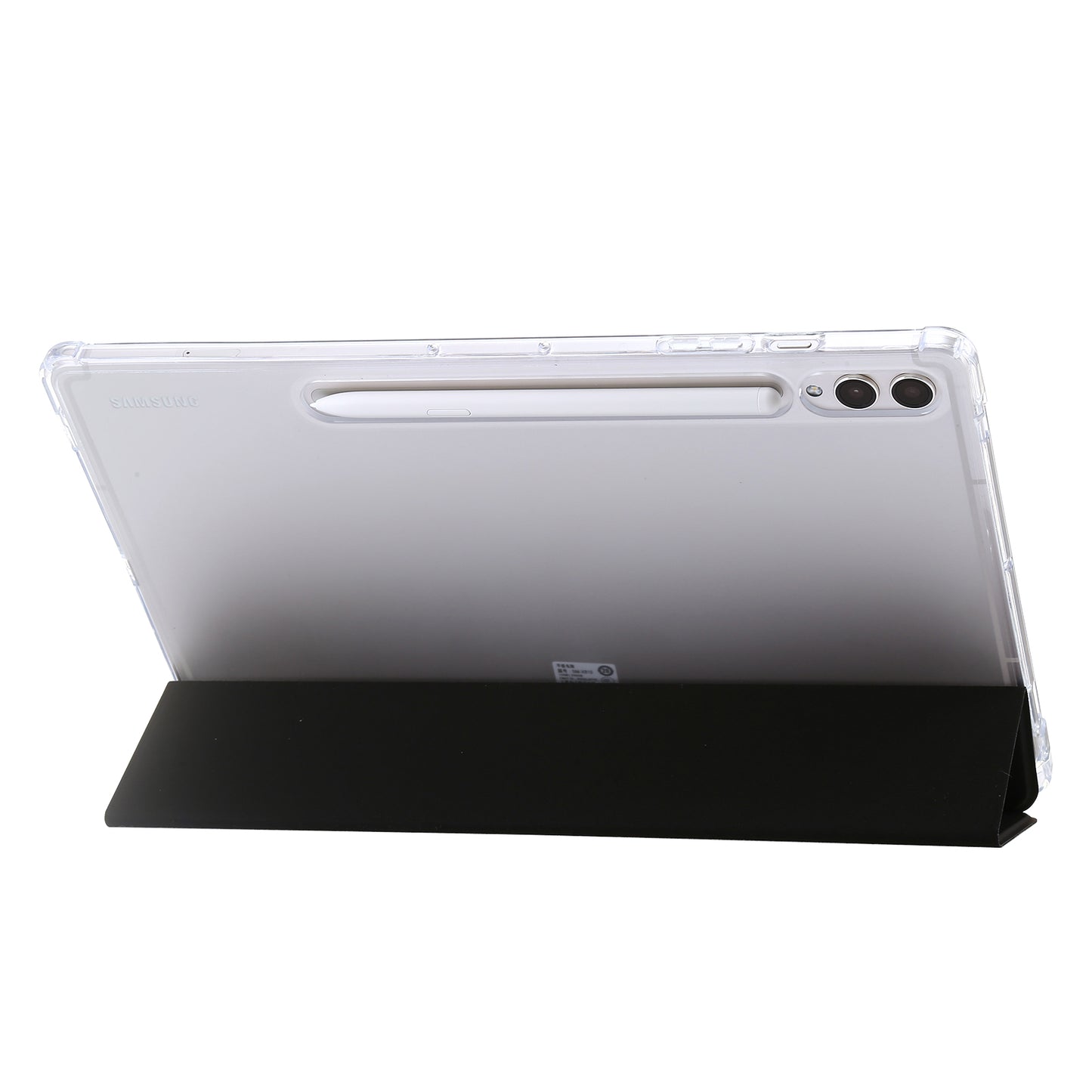 For Samsung Galaxy Tab S9 Ultra Tri-fold Stand Folio Smart Case PU Leather+Acrylic+TPU Clear Tablet Cover