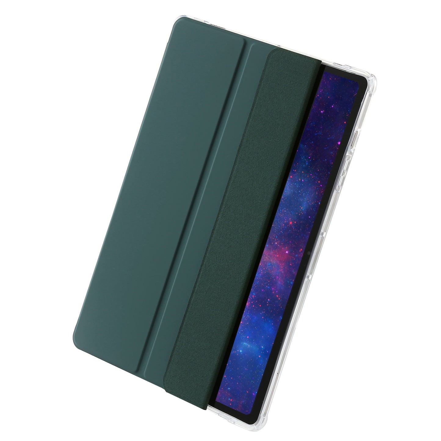 For Samsung Galaxy Tab S9 Ultra Tri-fold Stand Folio Smart Case PU Leather+Acrylic+TPU Clear Tablet Cover