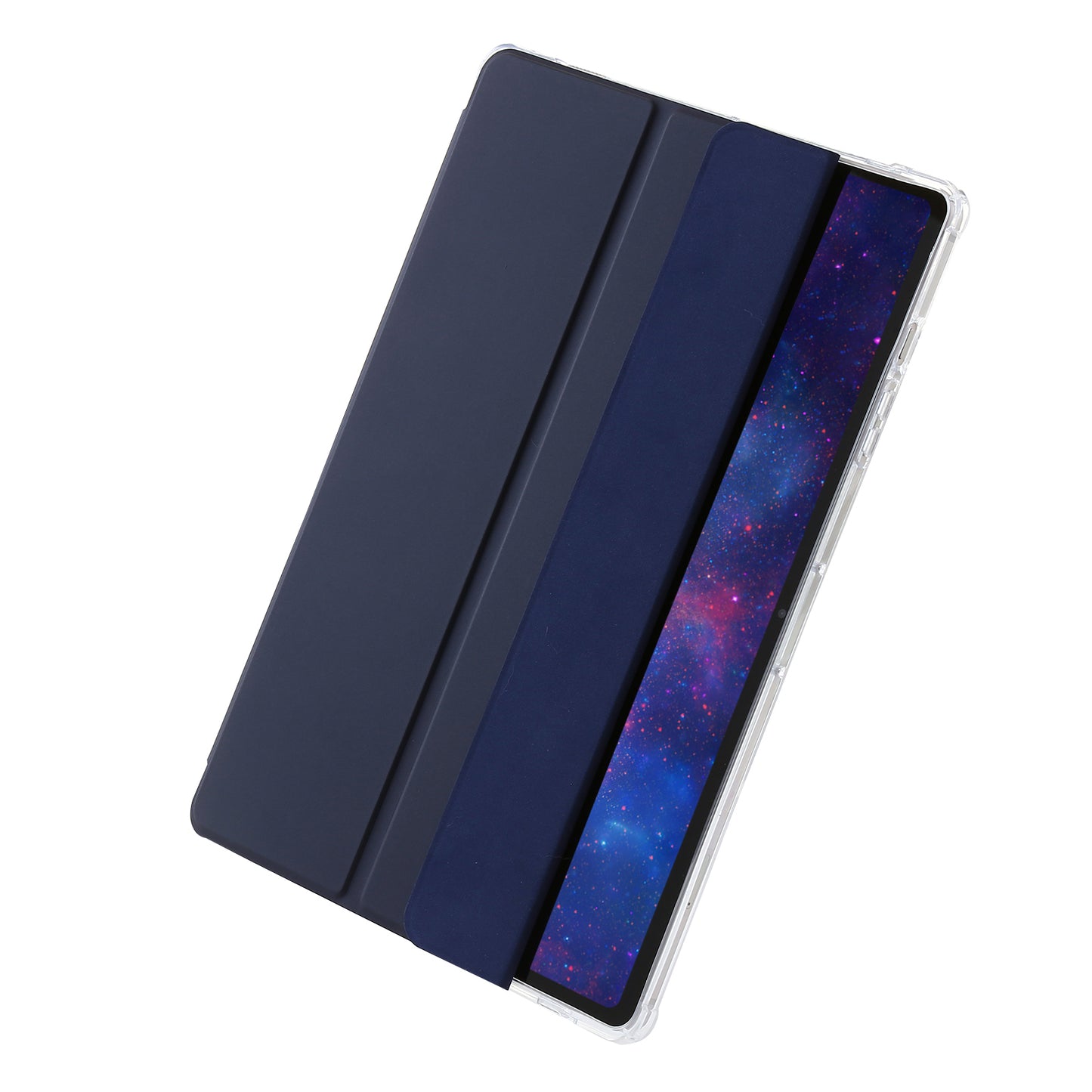 For Samsung Galaxy Tab S9 Ultra Tri-fold Stand Folio Smart Case PU Leather+Acrylic+TPU Clear Tablet Cover