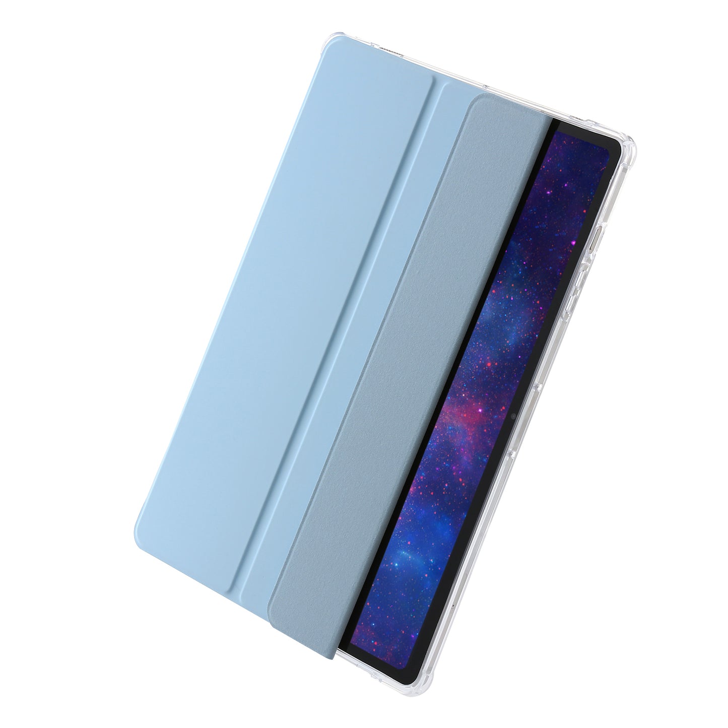 For Samsung Galaxy Tab S9 Ultra Tri-fold Stand Folio Smart Case PU Leather+Acrylic+TPU Clear Tablet Cover