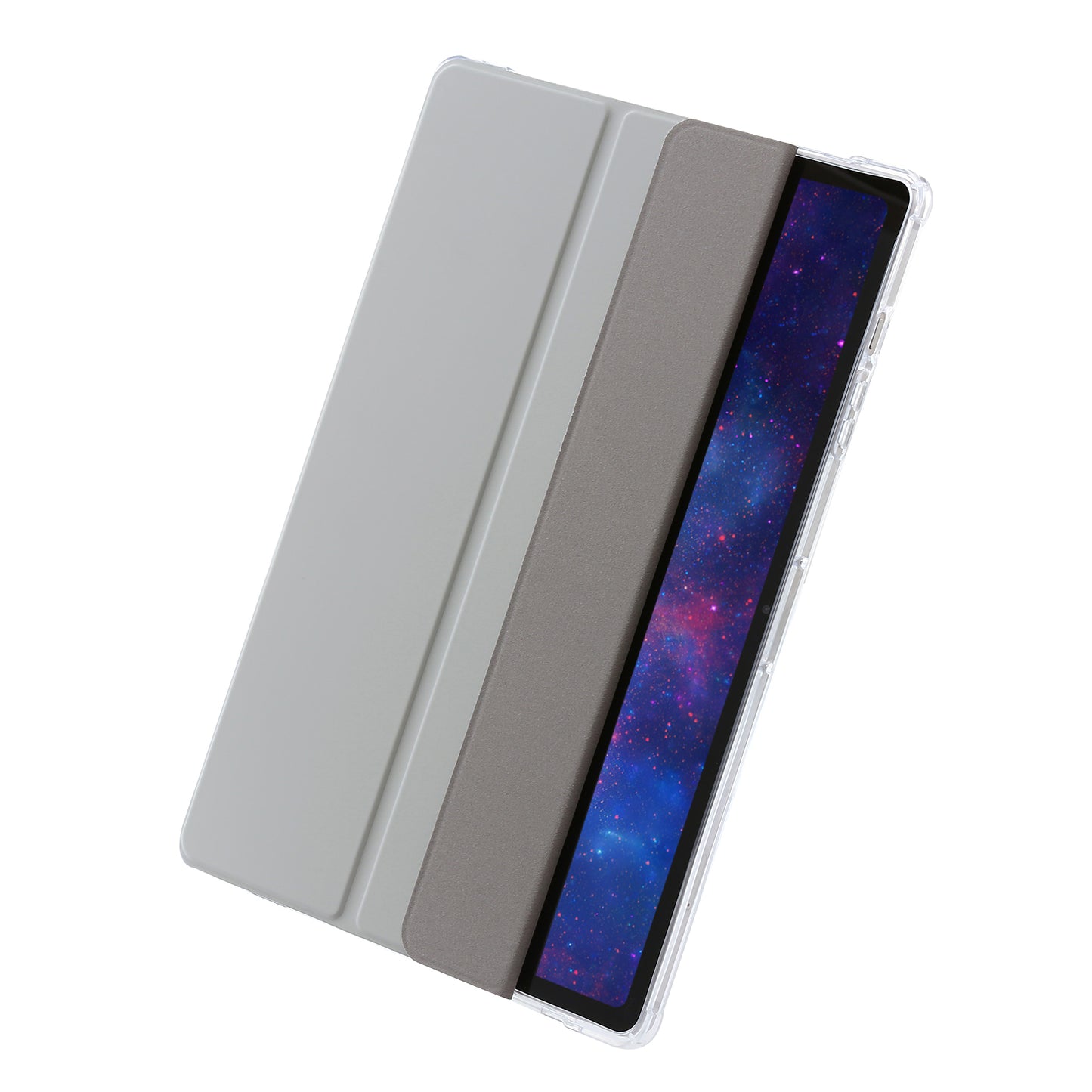 For Samsung Galaxy Tab S9 Ultra Tri-fold Stand Folio Smart Case PU Leather+Acrylic+TPU Clear Tablet Cover