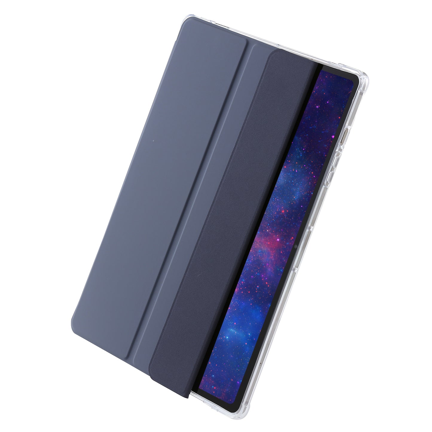 For Samsung Galaxy Tab S9 Ultra Tri-fold Stand Folio Smart Case PU Leather+Acrylic+TPU Clear Tablet Cover
