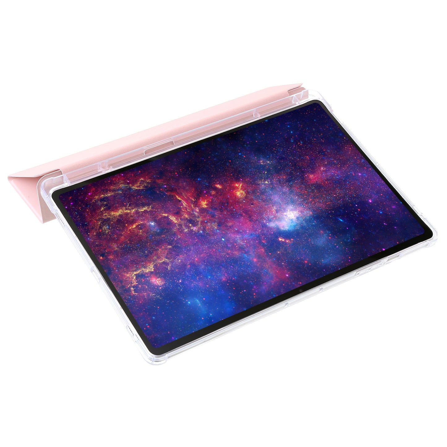For Samsung Galaxy Tab S9 Ultra Tri-fold Stand Folio Smart Case PU Leather+Acrylic+TPU Clear Tablet Cover