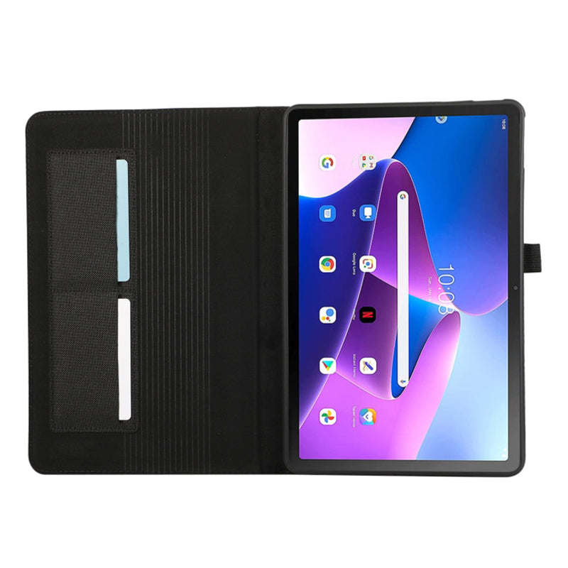 For Lenovo Tab M10 5G PU Leather Stand Cover Cloth Texture Anti-Scratch Tablet Case with Card Holder