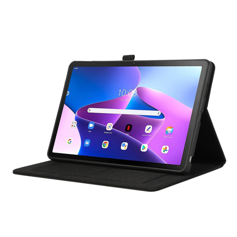 For Lenovo Tab M10 5G PU Leather Stand Cover Cloth Texture Anti-Scratch Tablet Case with Card Holder