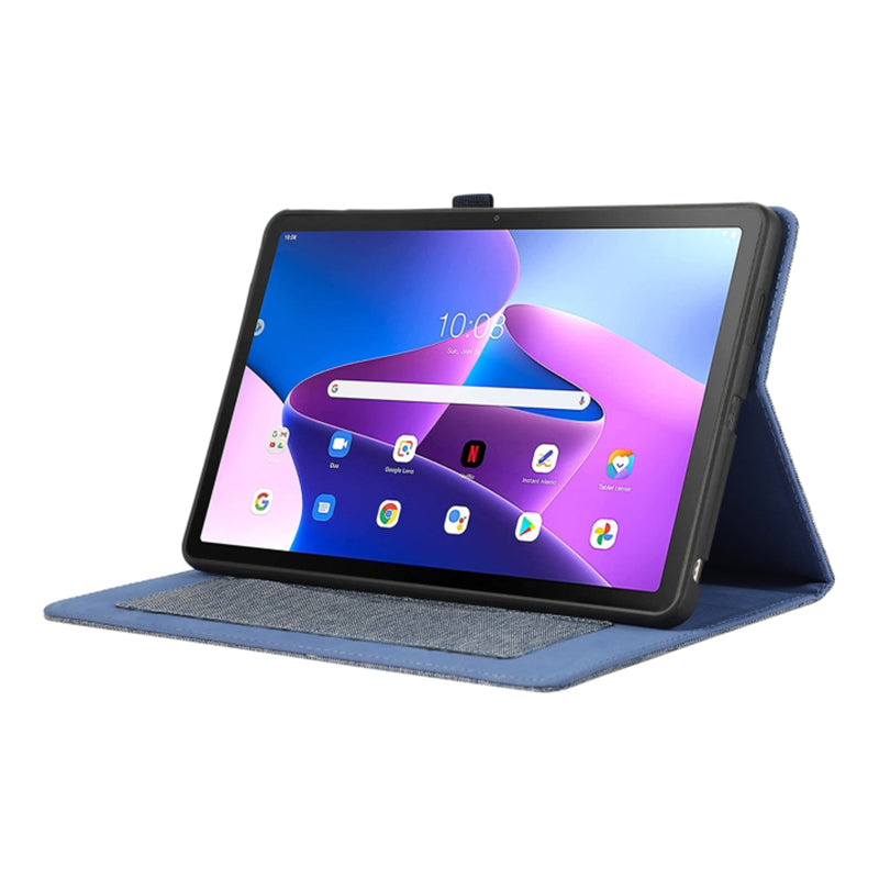 For Lenovo Tab M10 5G PU Leather Stand Cover Cloth Texture Anti-Scratch Tablet Case with Card Holder