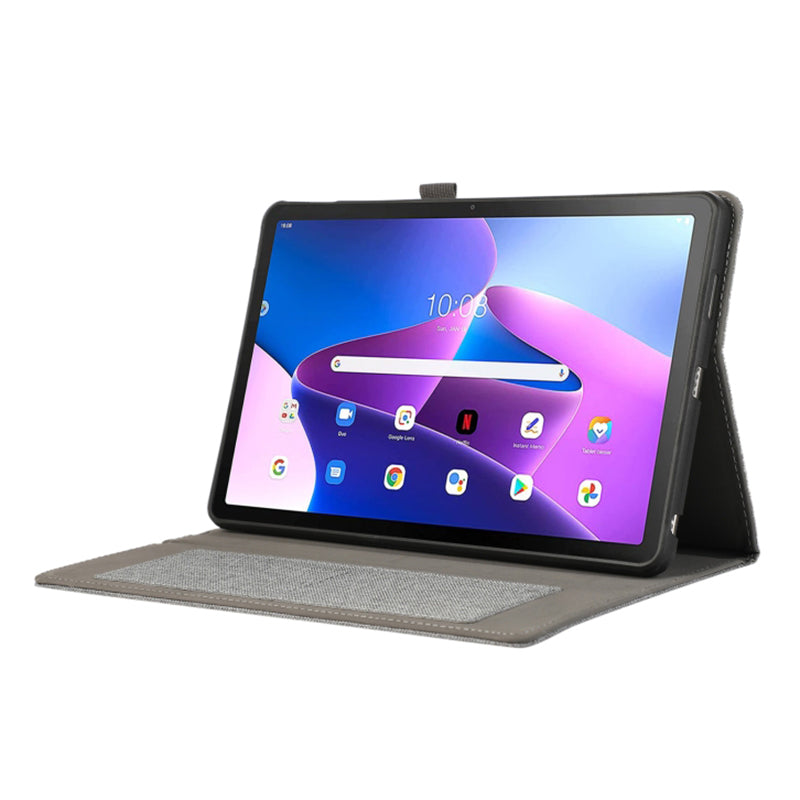 For Lenovo Tab M10 5G PU Leather Stand Cover Cloth Texture Anti-Scratch Tablet Case with Card Holder