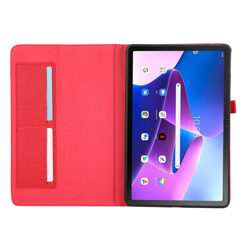 For Lenovo Tab M10 5G PU Leather Stand Cover Cloth Texture Anti-Scratch Tablet Case with Card Holder