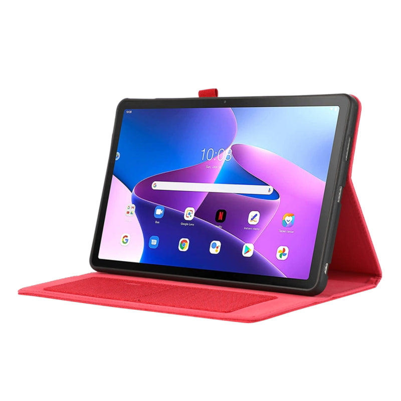 For Lenovo Tab M10 5G PU Leather Stand Cover Cloth Texture Anti-Scratch Tablet Case with Card Holder