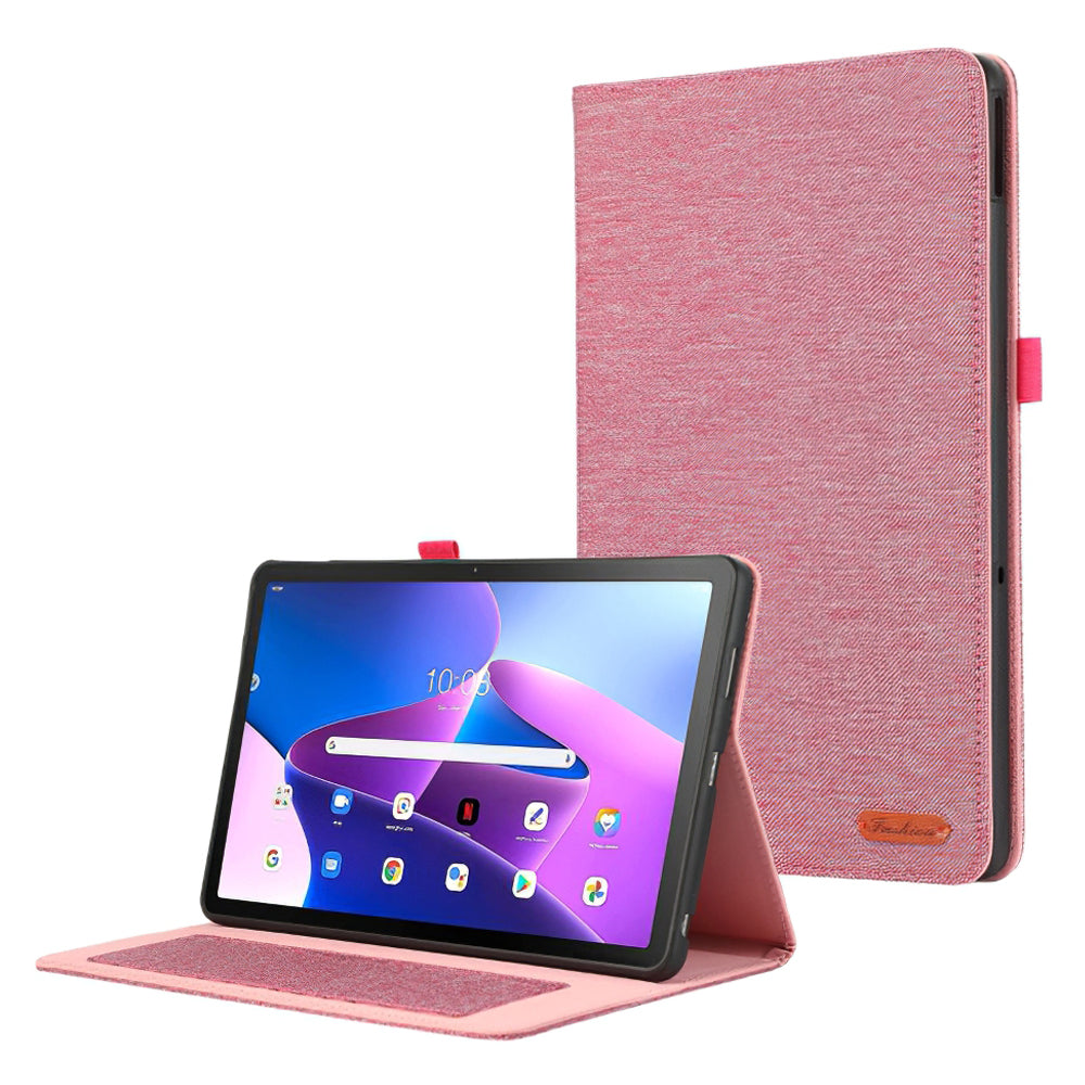 For Lenovo Tab M10 5G PU Leather Stand Cover Cloth Texture Anti-Scratch Tablet Case with Card Holder