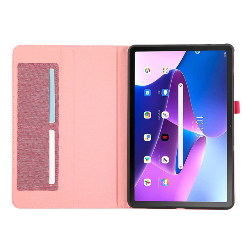 For Lenovo Tab M10 5G PU Leather Stand Cover Cloth Texture Anti-Scratch Tablet Case with Card Holder