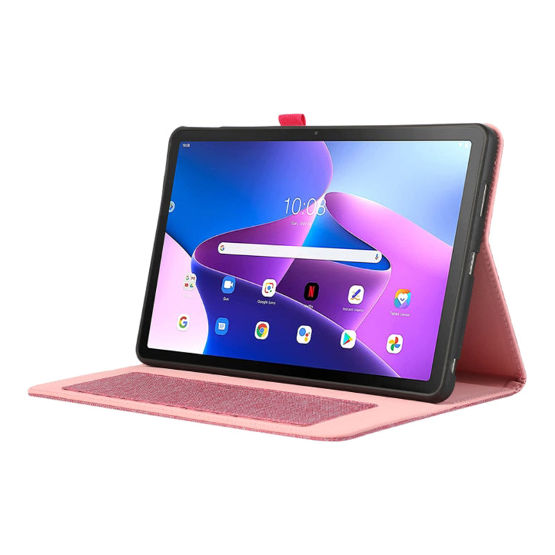 For Lenovo Tab M10 5G PU Leather Stand Cover Cloth Texture Anti-Scratch Tablet Case with Card Holder