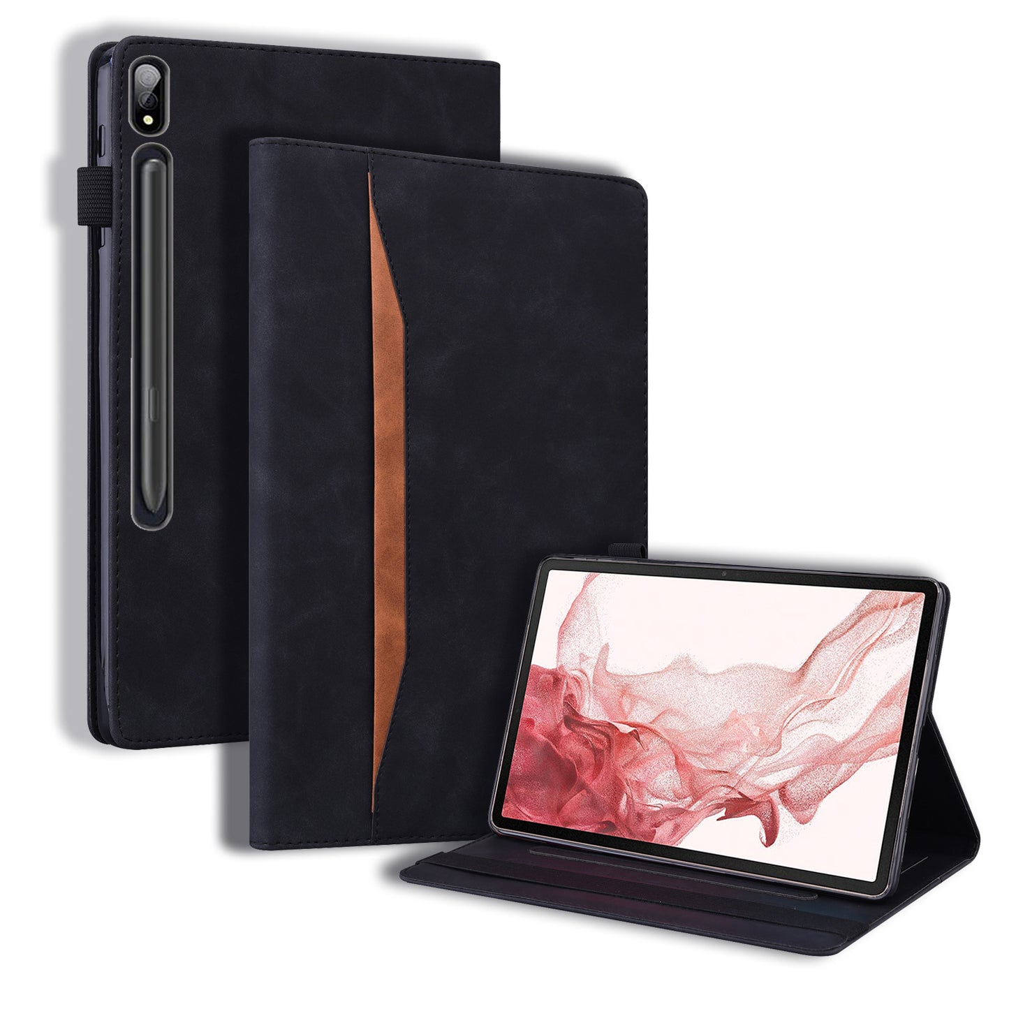 For Samsung Galaxy Tab S9+ Wallet Tablet Case Business PU Leather Stand Pencil Holder Loop Stand Cover