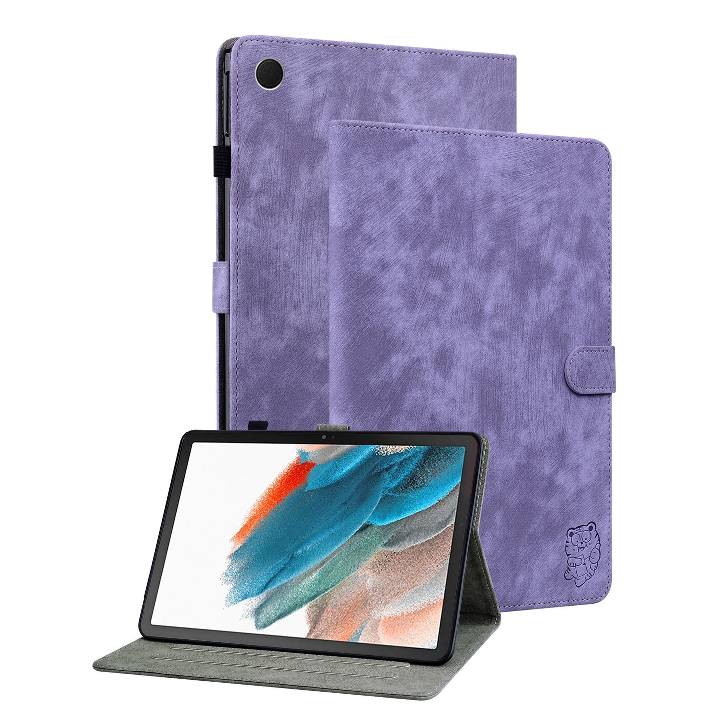For Samsung Galaxy Tab A9+ Cute Tiger Imprinted Tablet Case PU Leather Card Holder Stand Cover