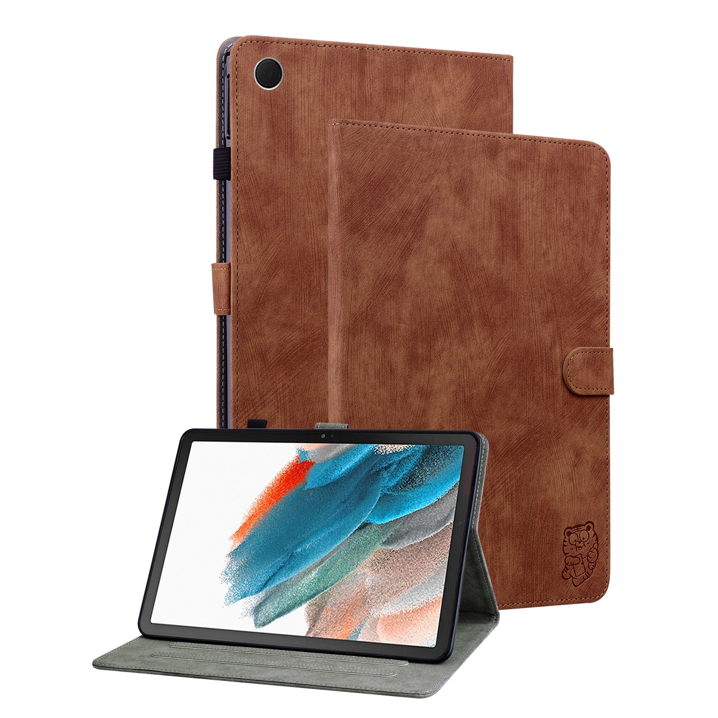 For Samsung Galaxy Tab A9+ Cute Tiger Imprinted Tablet Case PU Leather Card Holder Stand Cover