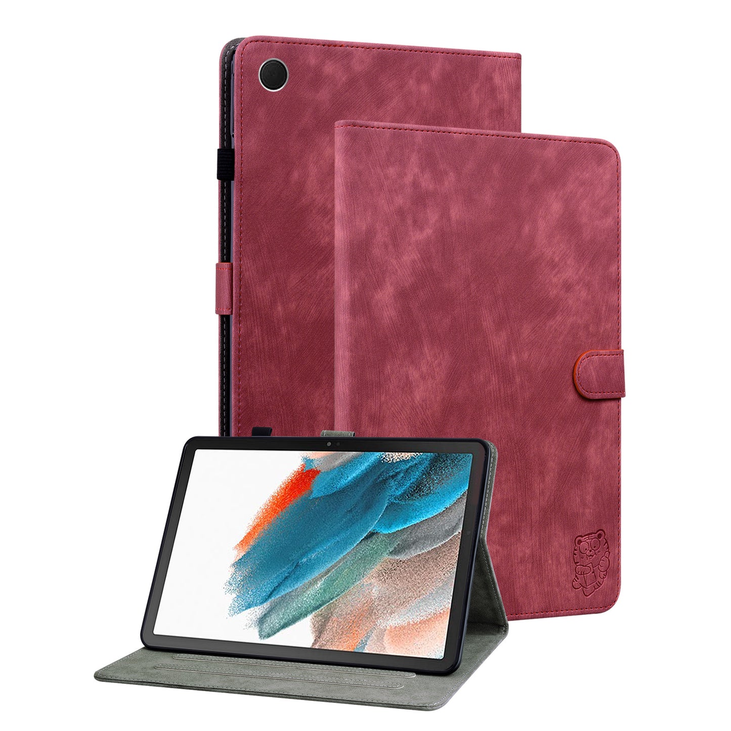 For Samsung Galaxy Tab A9+ Cute Tiger Imprinted Tablet Case PU Leather Card Holder Stand Cover