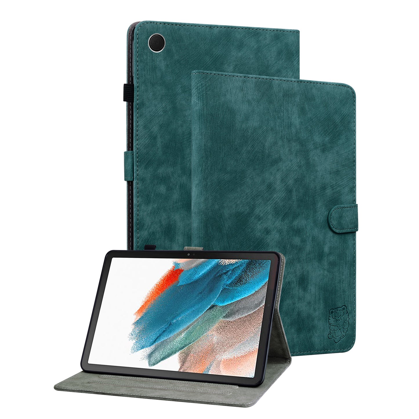 For Samsung Galaxy Tab A9+ Cute Tiger Imprinted Tablet Case PU Leather Card Holder Stand Cover