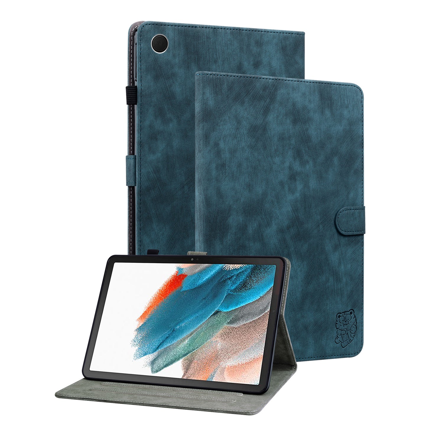 For Samsung Galaxy Tab A9+ Cute Tiger Imprinted Tablet Case PU Leather Card Holder Stand Cover