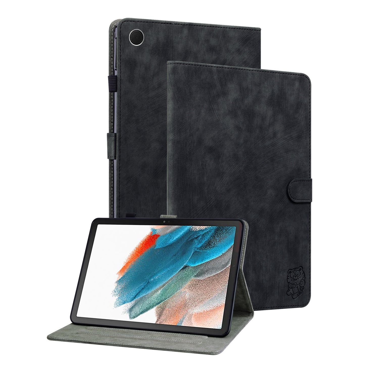 For Samsung Galaxy Tab A9+ Cute Tiger Imprinted Tablet Case PU Leather Card Holder Stand Cover