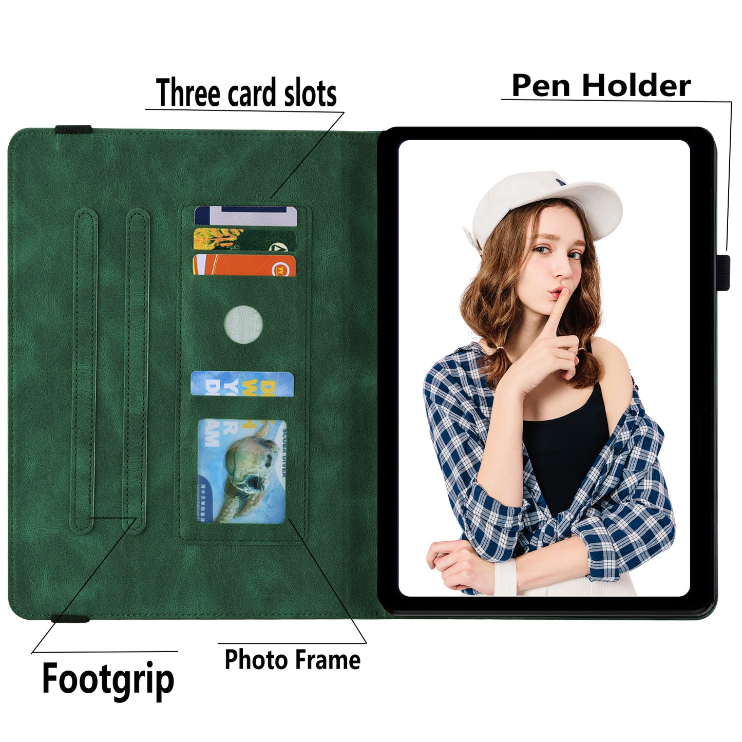 For Samsung Galaxy Tab A9+ Card Holder Tablet Case PU Leather Butterfly Flower Imprinted Stand Cover
