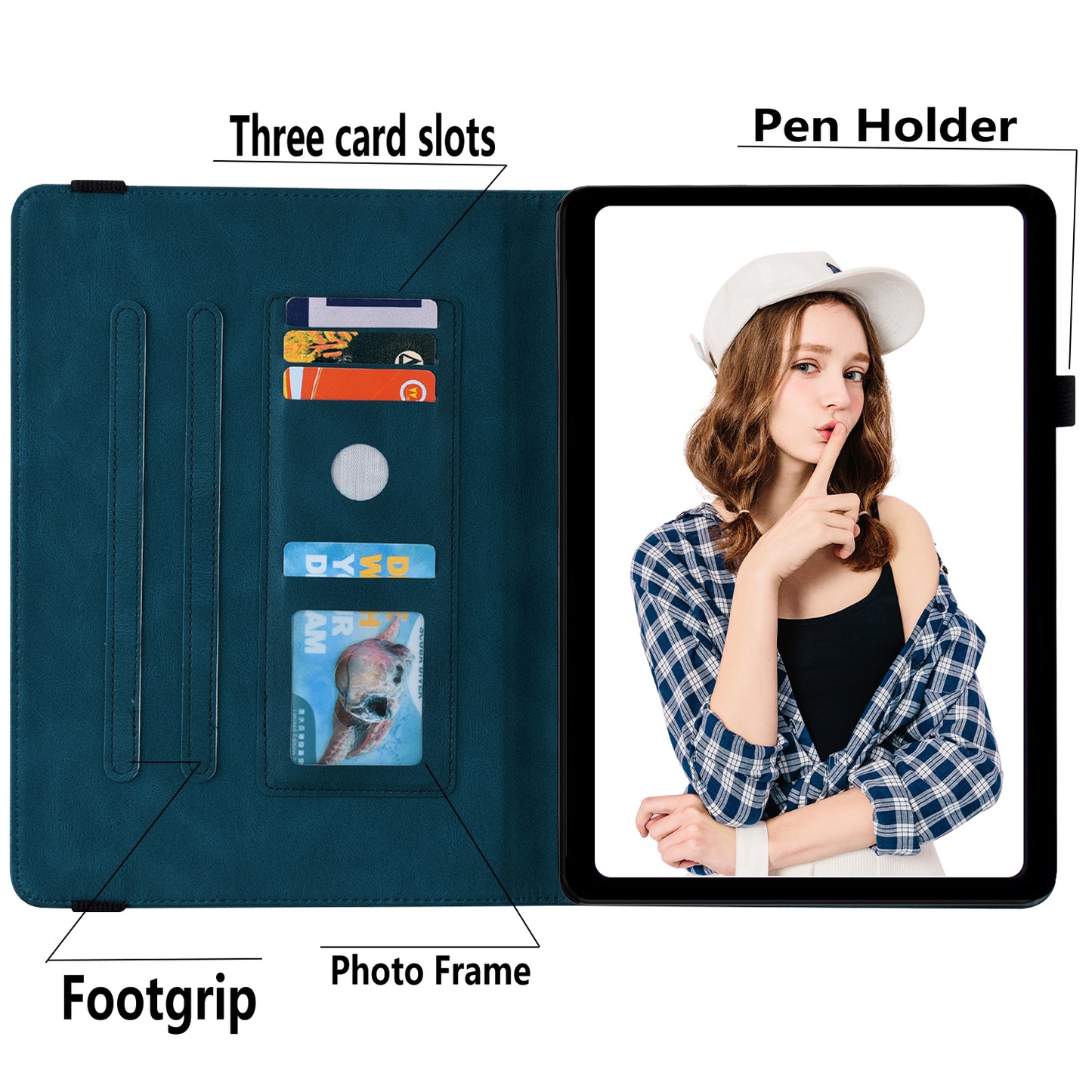 For Samsung Galaxy Tab A9+ Card Holder Tablet Case PU Leather Butterfly Flower Imprinted Stand Cover