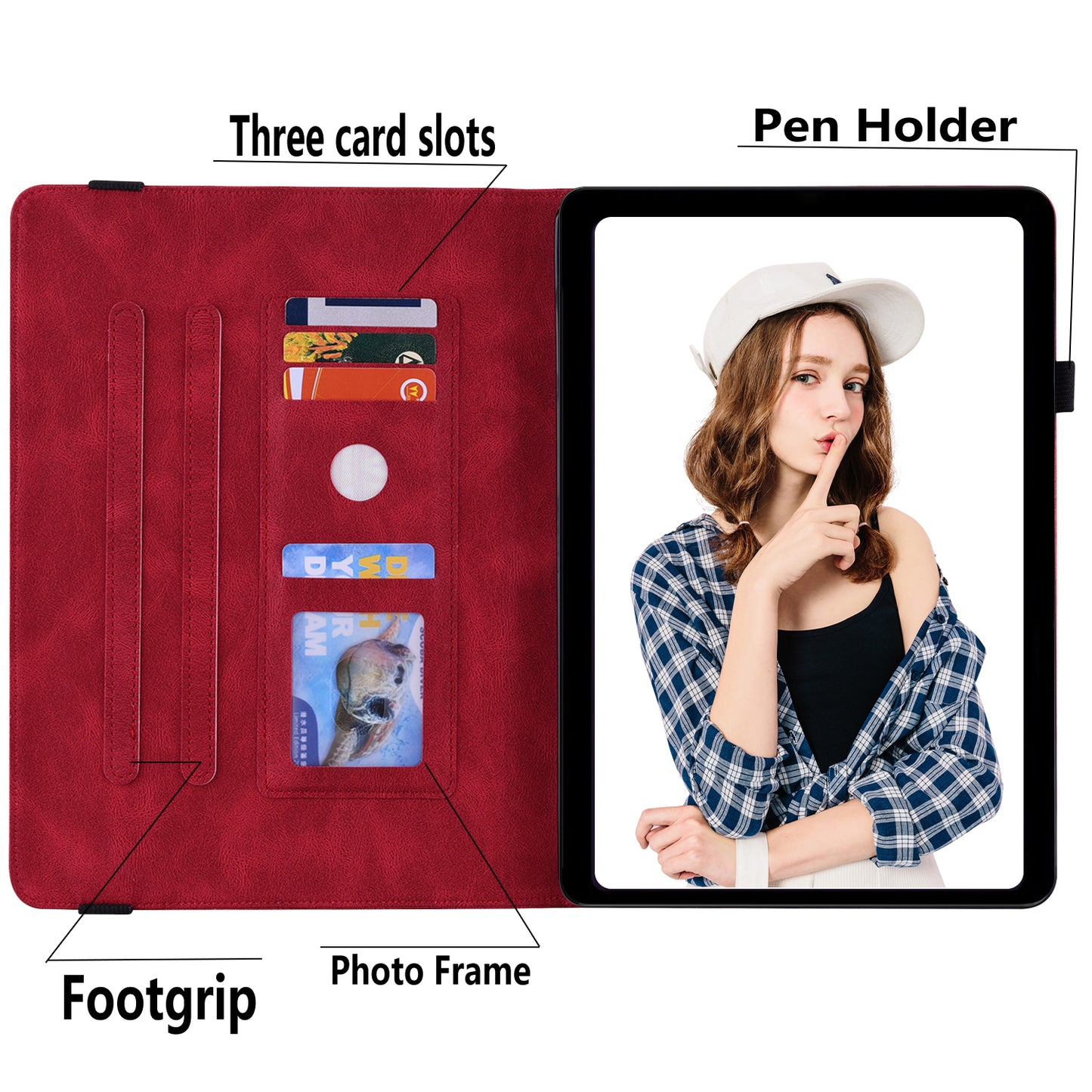 For Samsung Galaxy Tab A9+ Card Holder Tablet Case PU Leather Butterfly Flower Imprinted Stand Cover