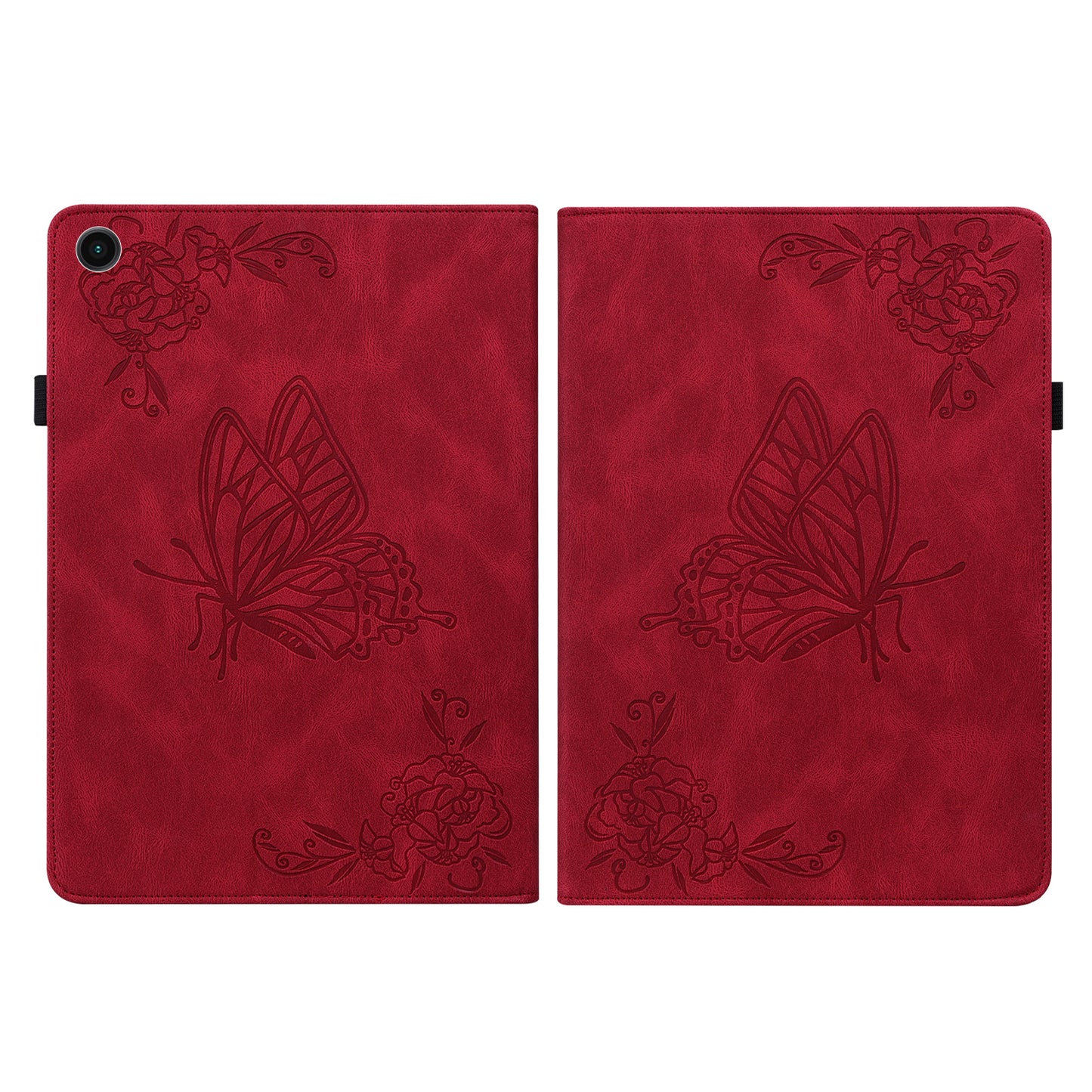 For Samsung Galaxy Tab A9+ Card Holder Tablet Case PU Leather Butterfly Flower Imprinted Stand Cover