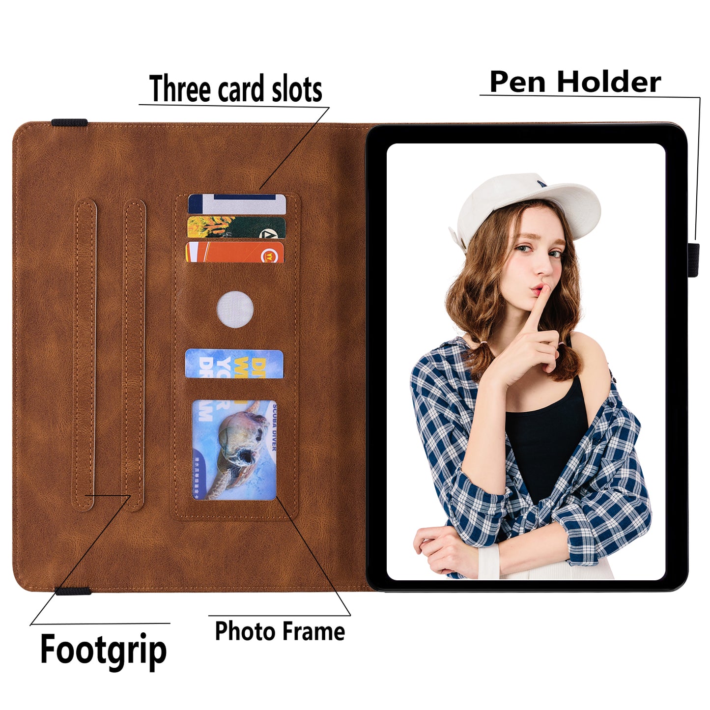 For Samsung Galaxy Tab A9+ Card Holder Tablet Case PU Leather Butterfly Flower Imprinted Stand Cover