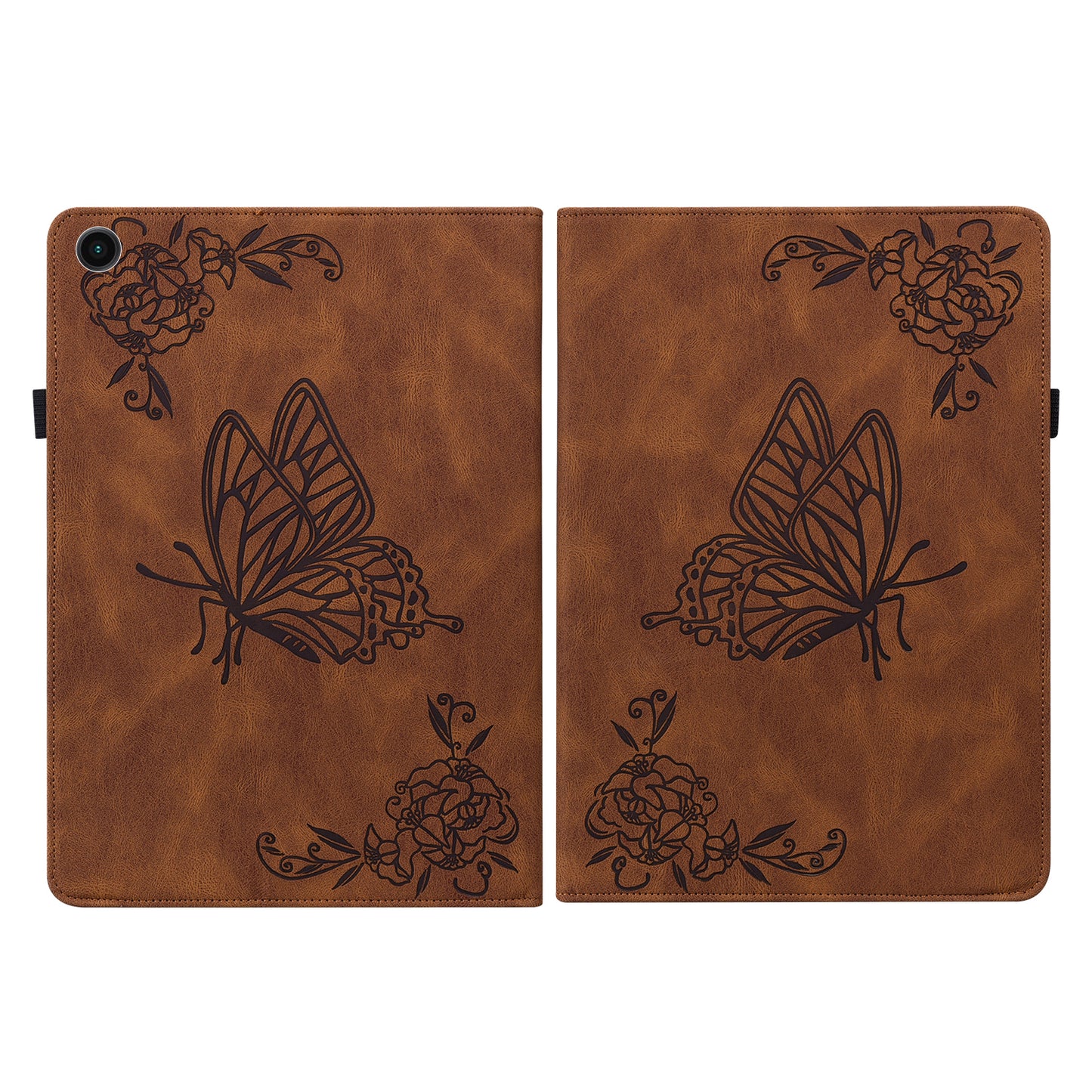 For Samsung Galaxy Tab A9+ Card Holder Tablet Case PU Leather Butterfly Flower Imprinted Stand Cover